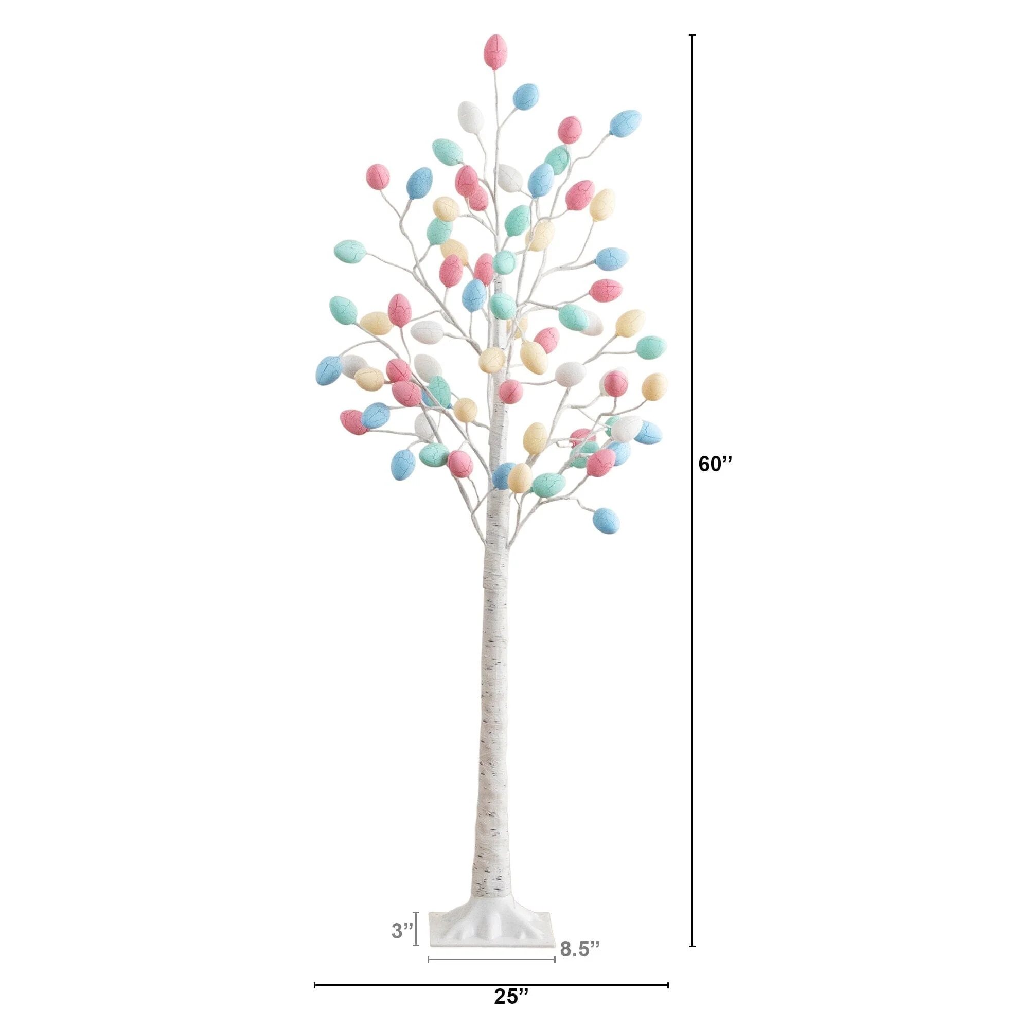 5' Pre-Lit Artificial Easter Twig Tree with 72 Egg Shaped LED Ornaments - Image 9