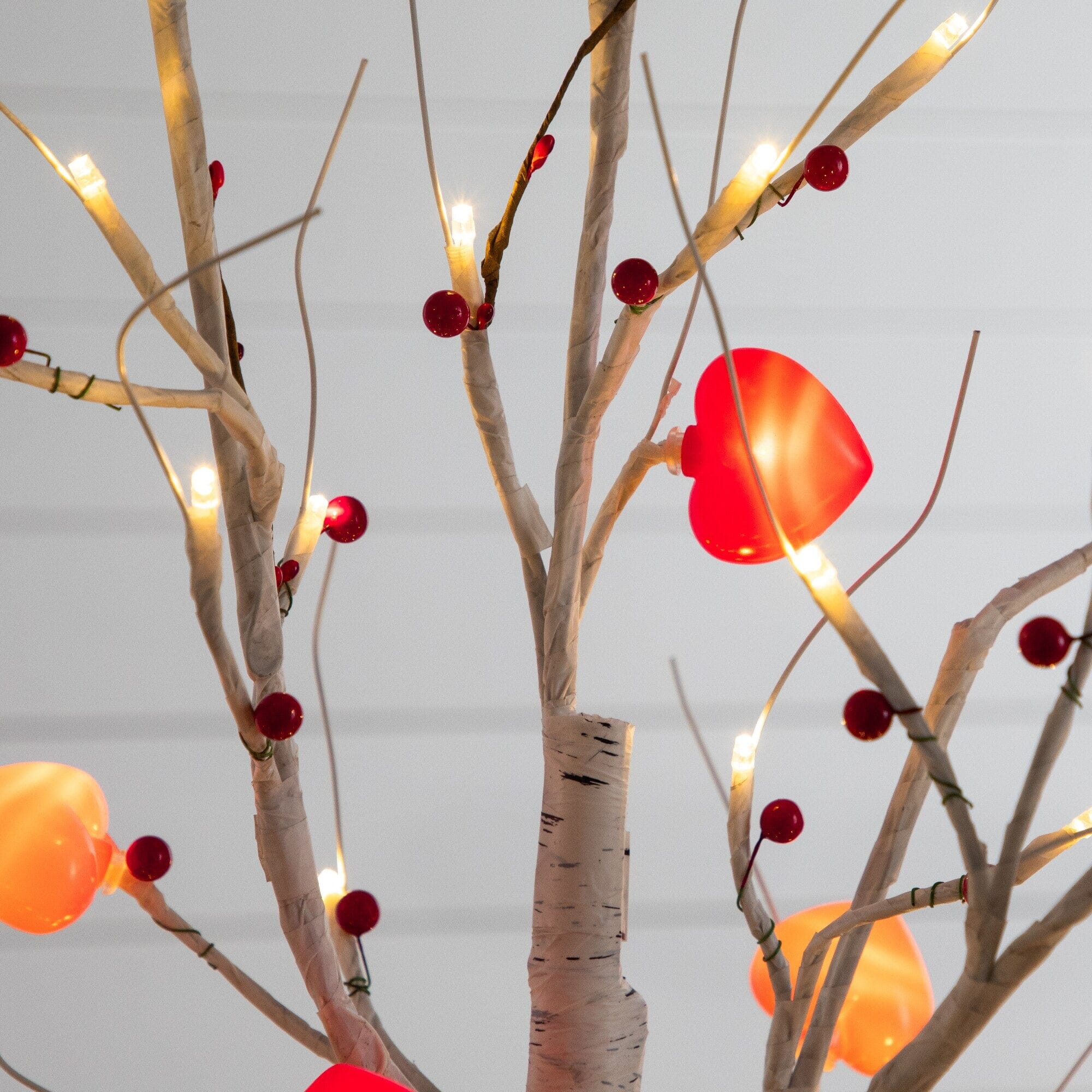 5' Pre-Lit Artificial Valentine's Day Twig Tree with 72 Heart Shaped LED Lights and Red Berries - Image 2