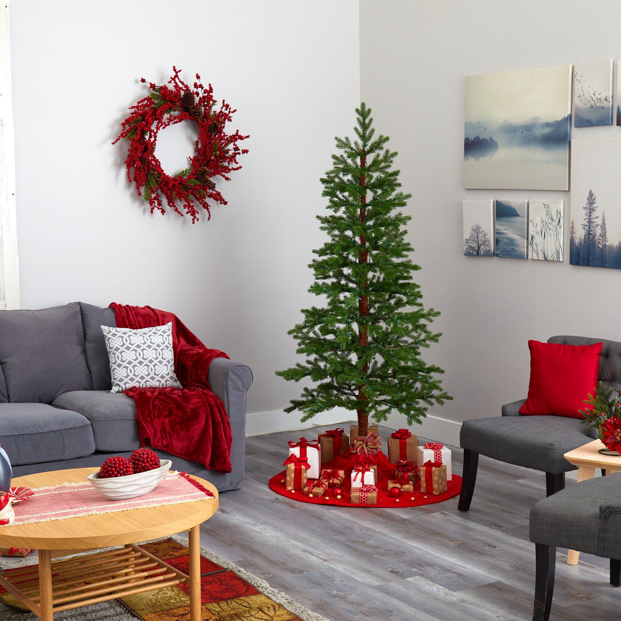 6.5' Fairbanks Fir Artificial Christmas Tree with 250 Clear Warm (Multifunction) LED Lights and 208 Bendable Branches - Image 6