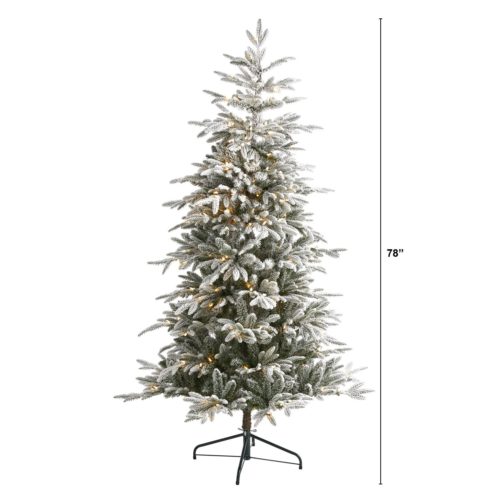 6.5’ Flocked Manchester Spruce Artificial Christmas Tree with 300 Lights and 781 Bendable Branches - Image 2