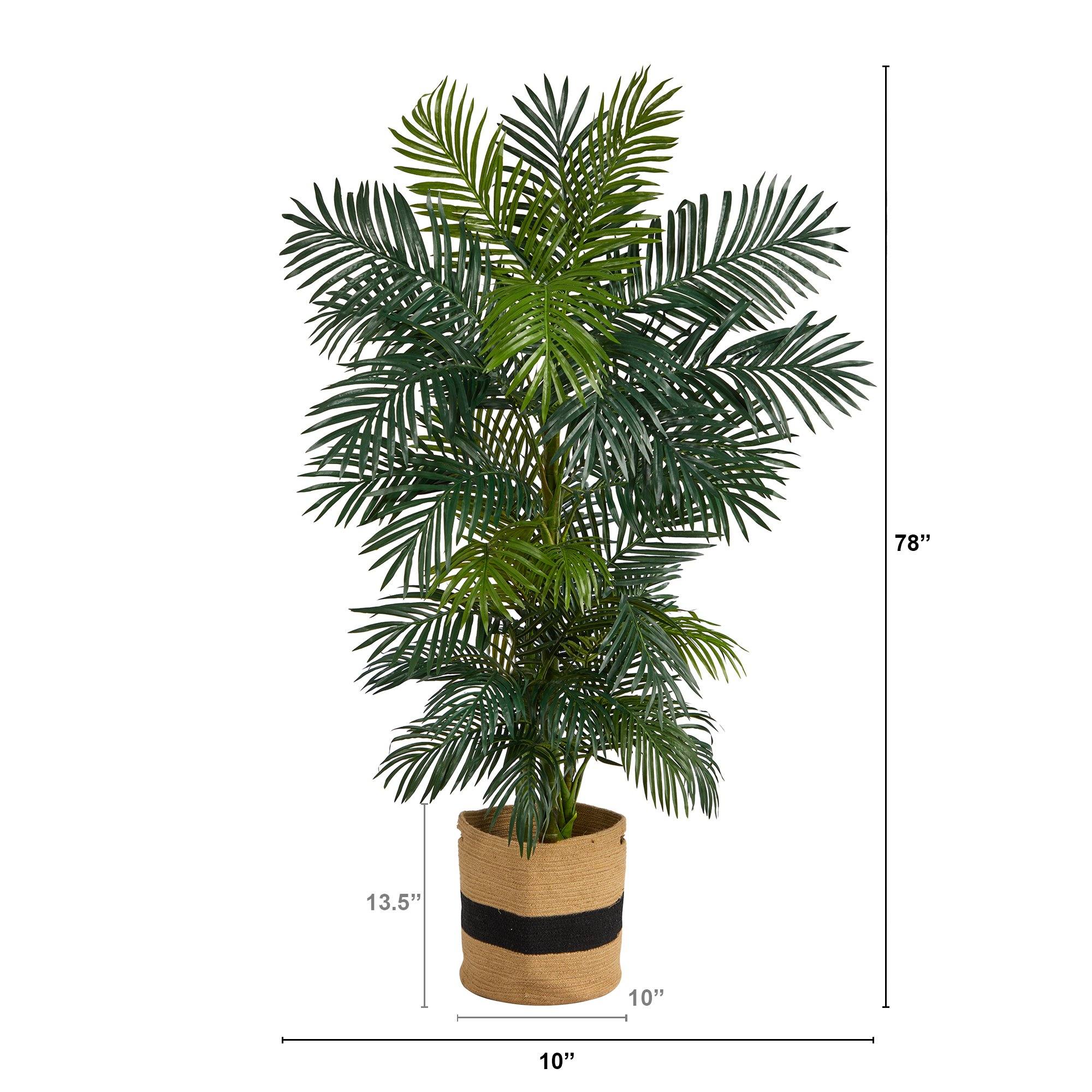 6.5' Golden Cane Artificial Palm Tree in Handmade Natural Cotton Planter - Image 2