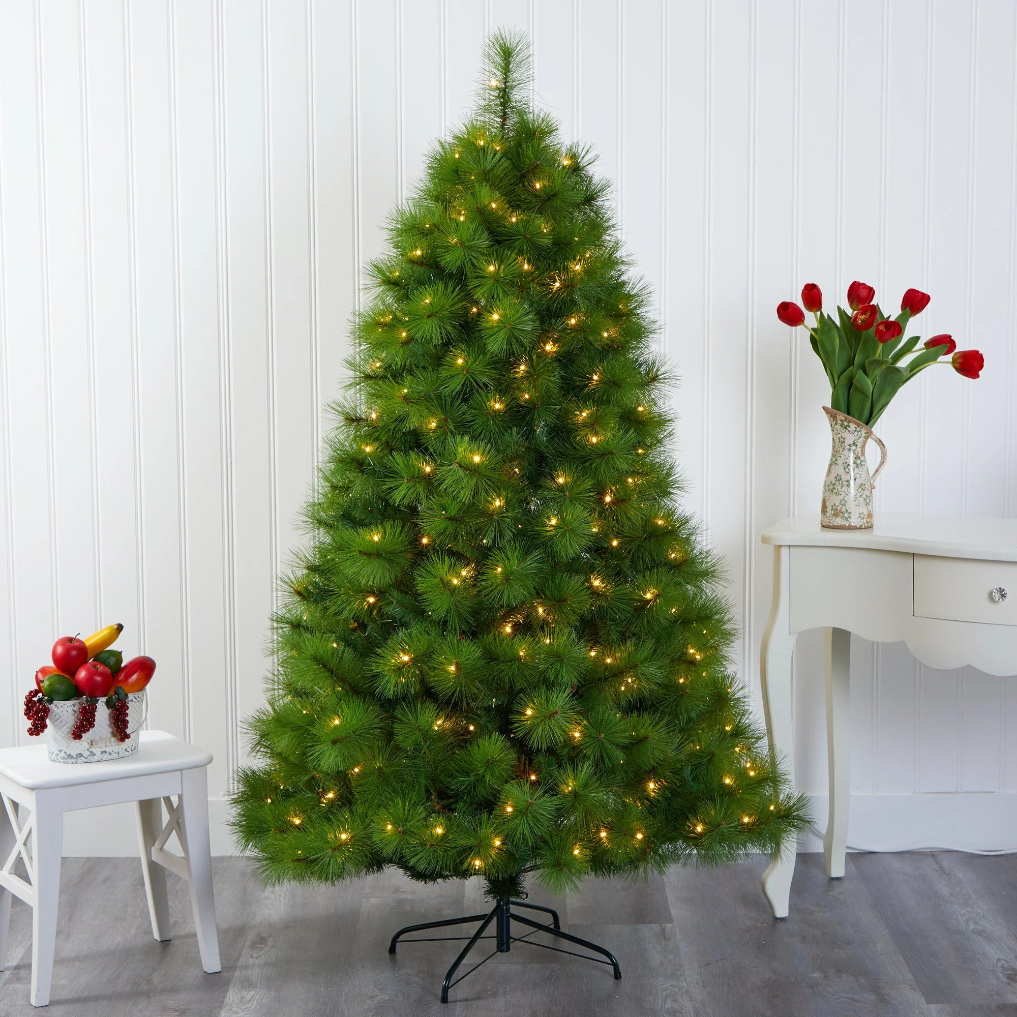 6.5’ Green Scotch Pine Artificial Christmas Tree with 350 Clear LED Lights - Image 7