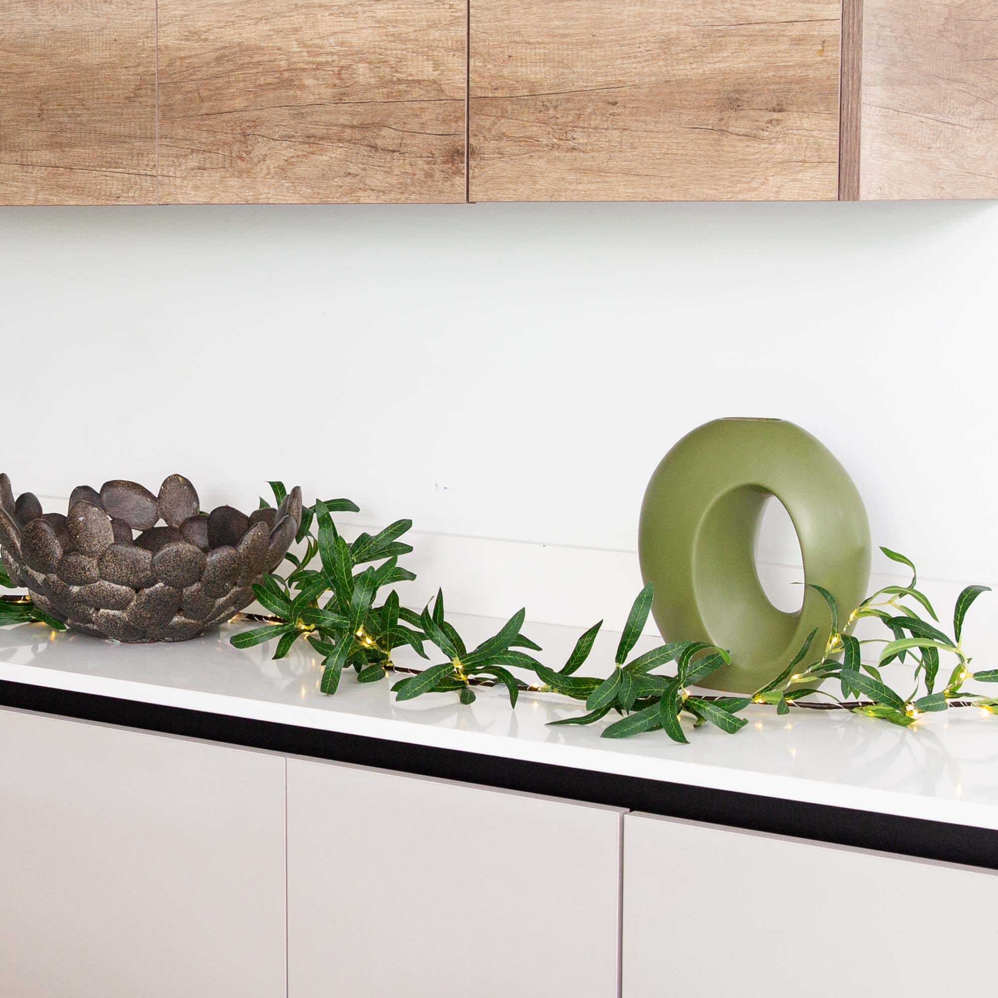 6.5’ Lighted Artificial Olive Garland with 100 Warm White LED Lights - Image 3