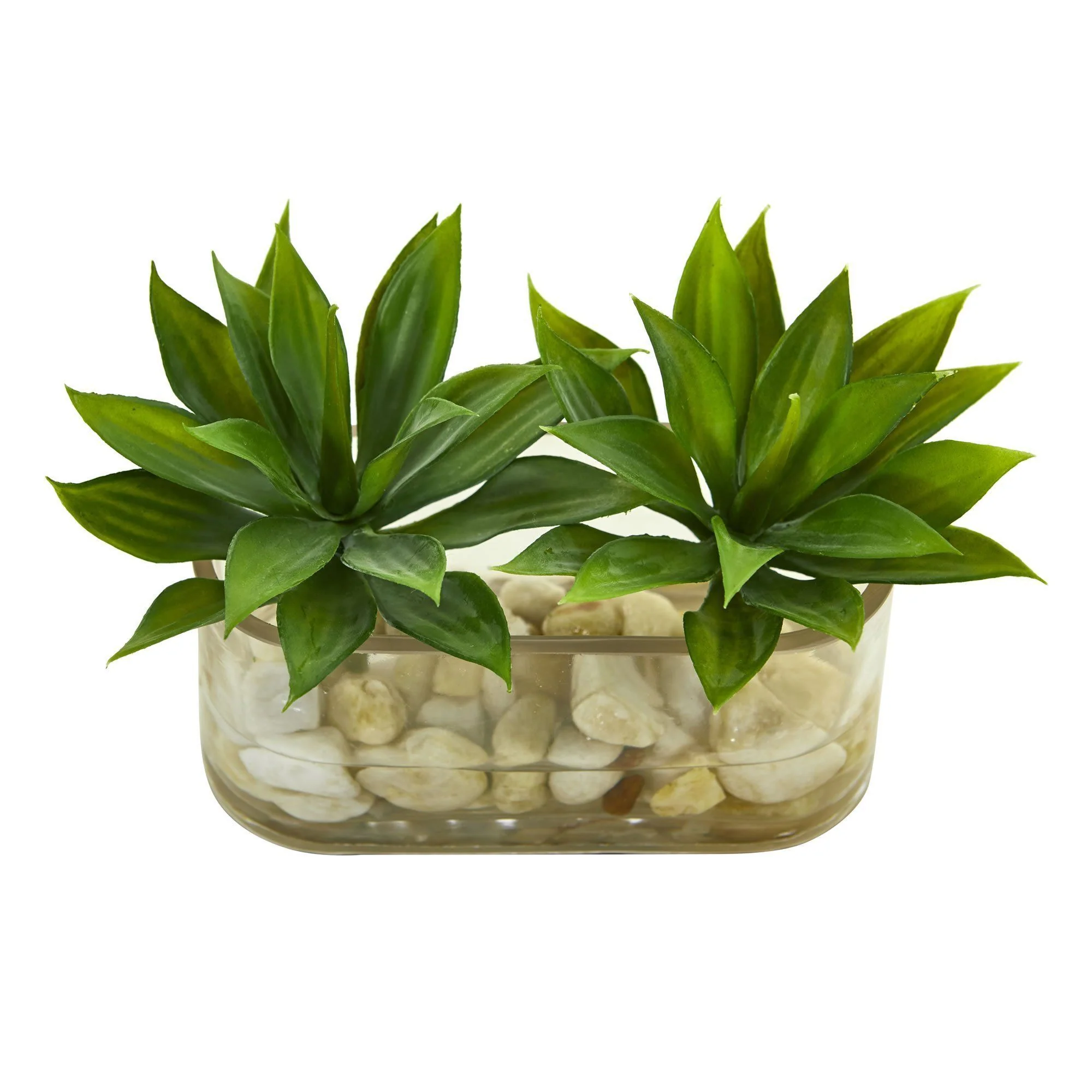 6.5” Mini Agave Succulent Artificial Arrangement in Glass Vase - Image 2