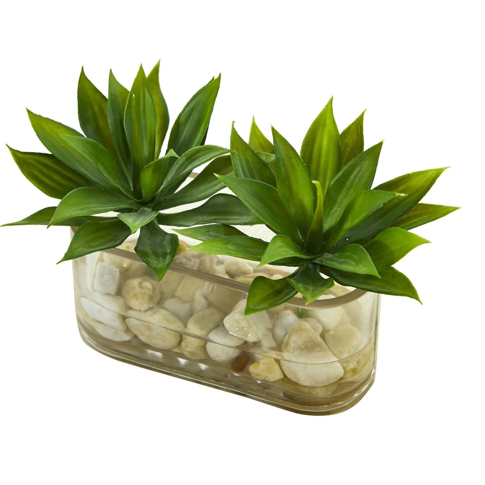 6.5” Mini Agave Succulent Artificial Arrangement in Glass Vase - Image 3