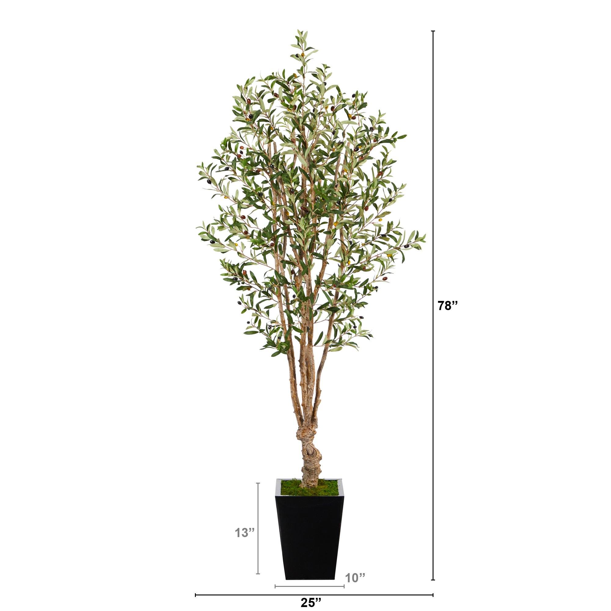6.5’ Olive Artificial Tree in Black Metal Planter - Image 2