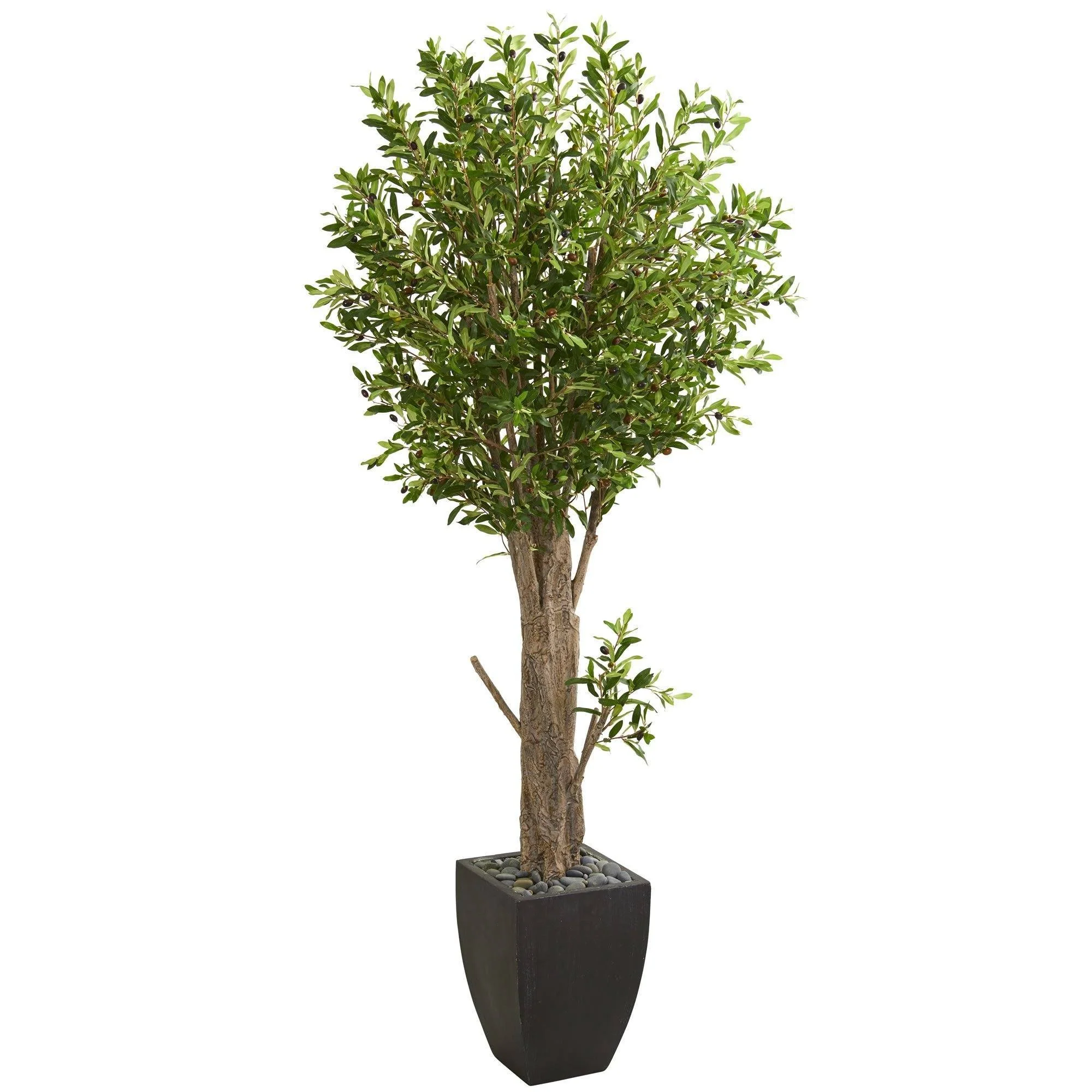 6.5’ Olive Artificial Tree in Black Planter - Image 3