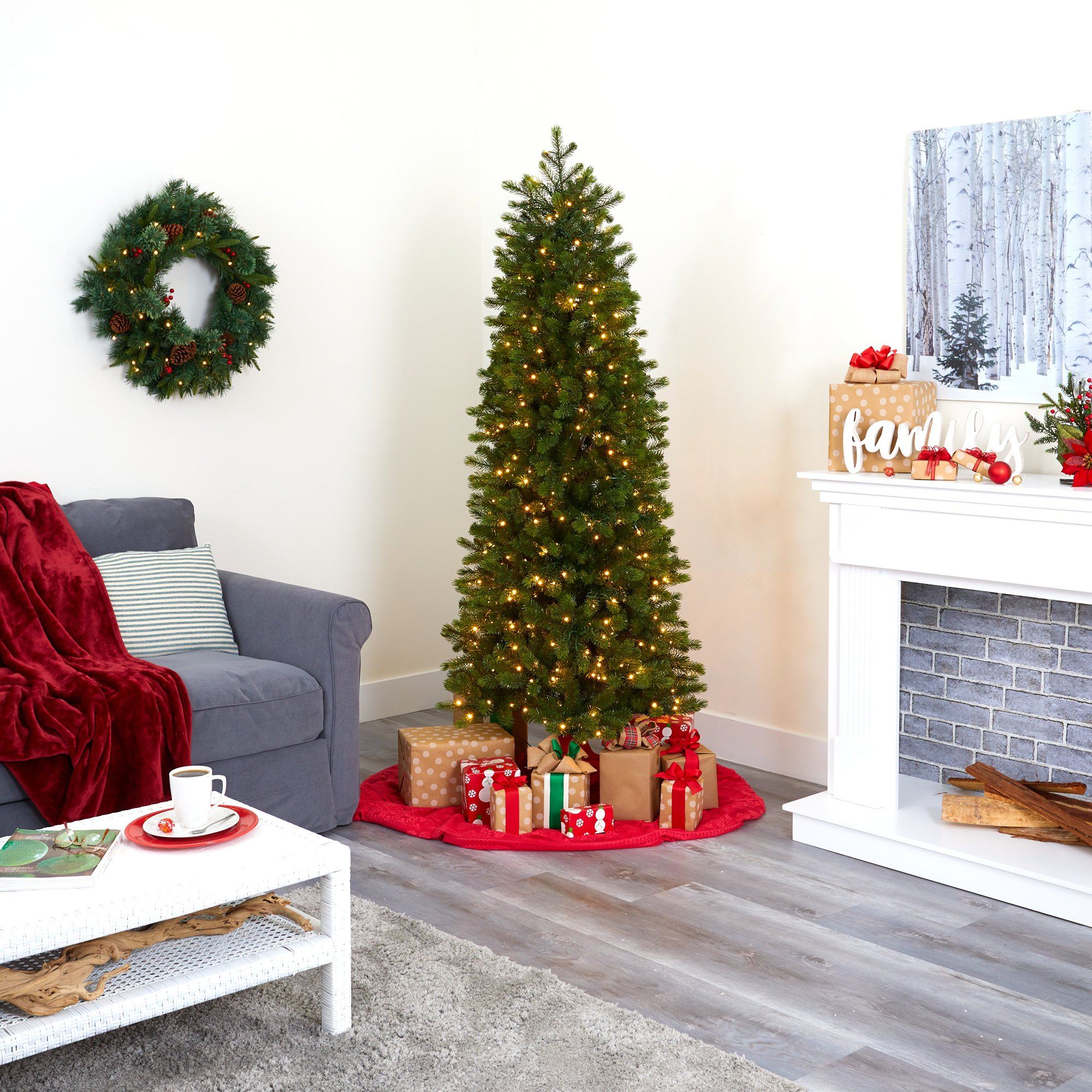 6.5' Slim Colorado Mountain Spruce Artificial Christmas Tree - Image 10