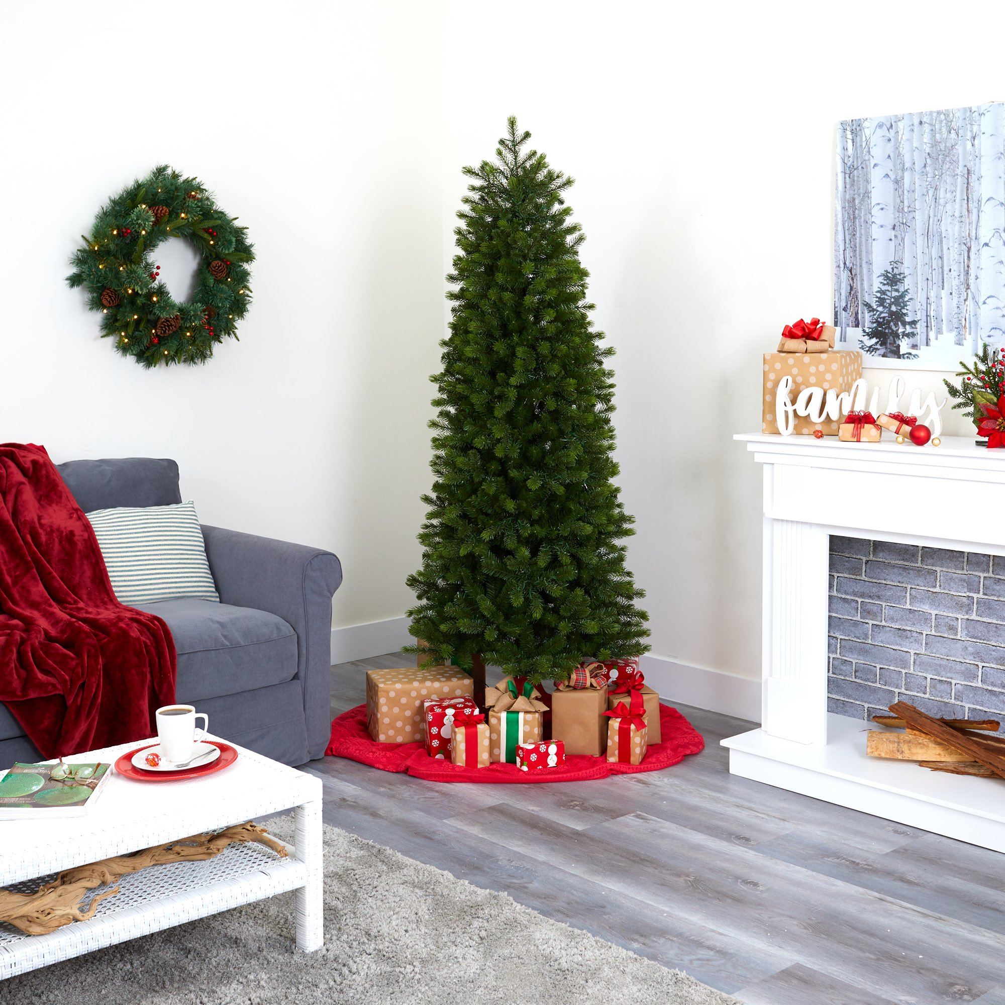 6.5' Slim Colorado Mountain Spruce Artificial Christmas Tree - Image 7