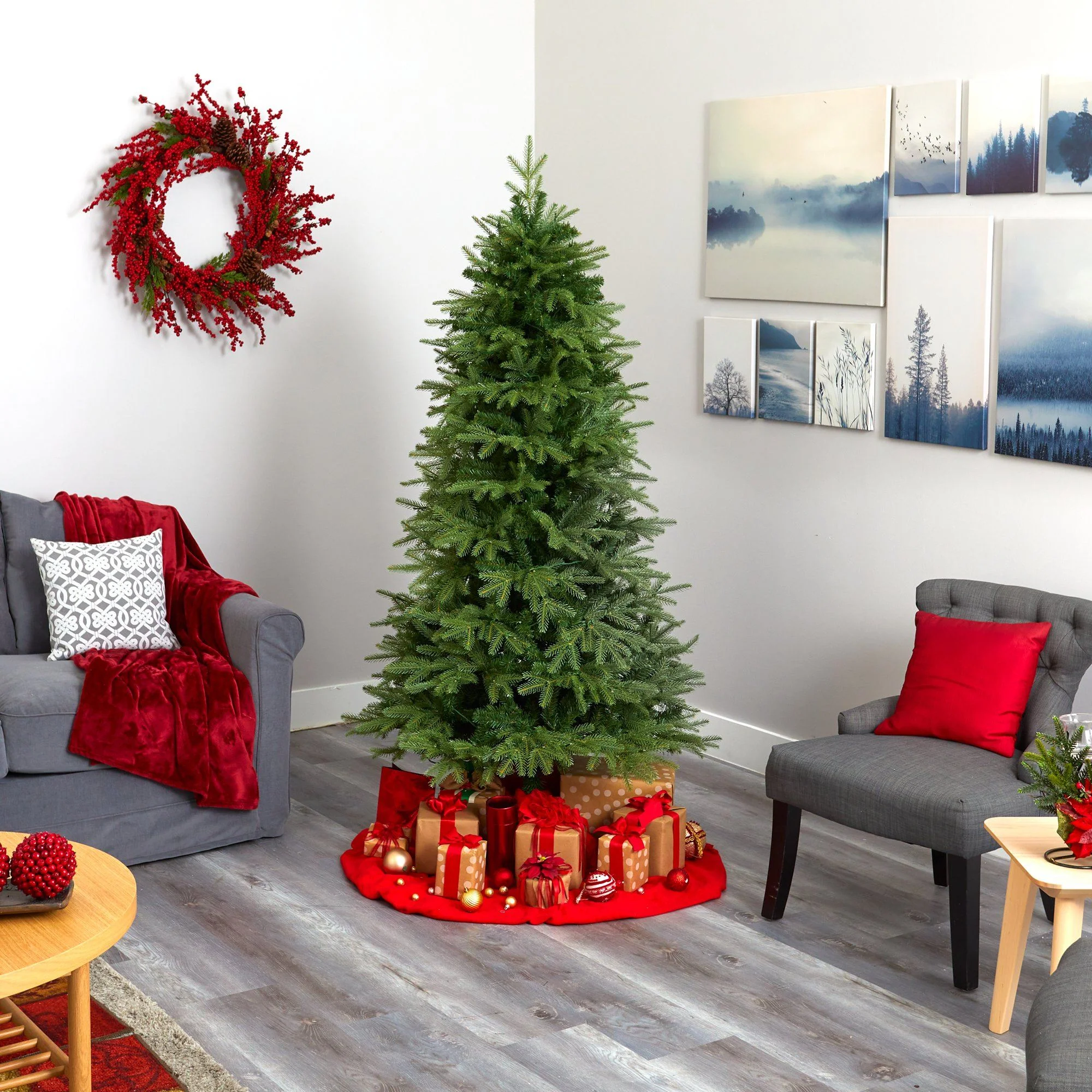 6.5’ Vancouver Fir “Natural Look” Artificial Christmas Tree with 400 Clear LED Lights and 2158 Bendable Branches - Image 5
