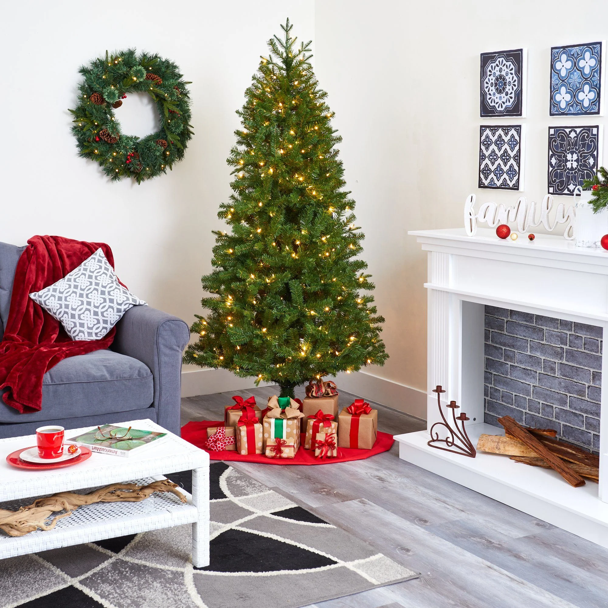 6.5' Vancouver Spruce Artificial Christmas Tree with 250 Warm White Lights and 803 Bendable Branches - Image 8