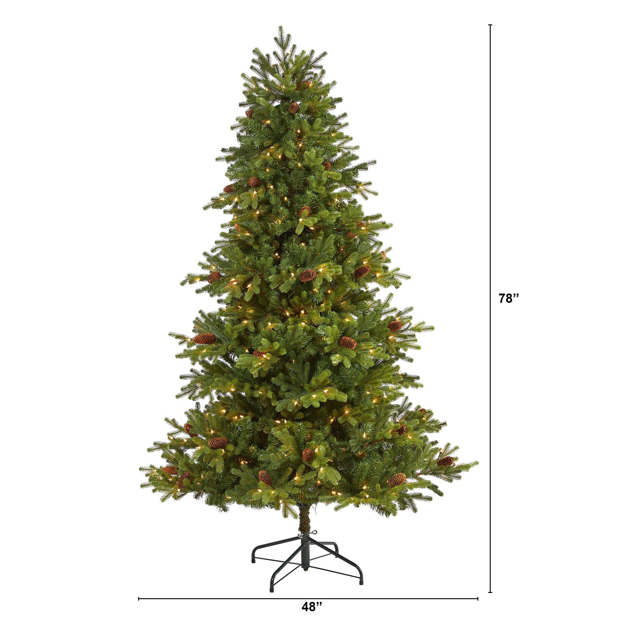 6.5’ Yukon Mountain Fir Artificial Christmas Tree with 450 Clear Lights, Pine Cones and 1236 Bendable Branches - Image 2