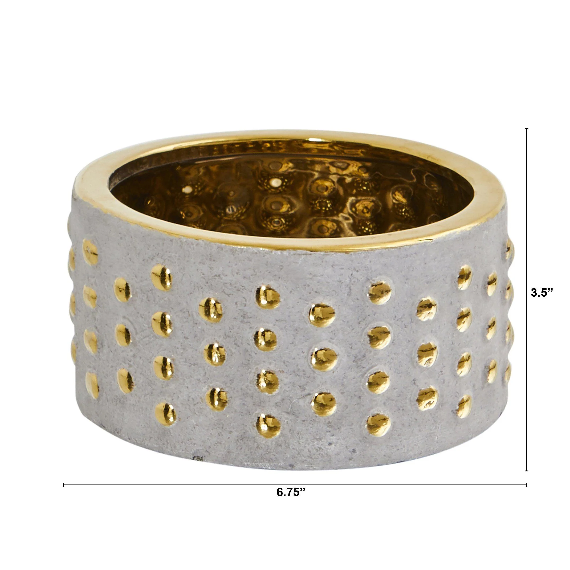 6.75” Regal Stone Hobnail Planter with Gold Accents - Image 2