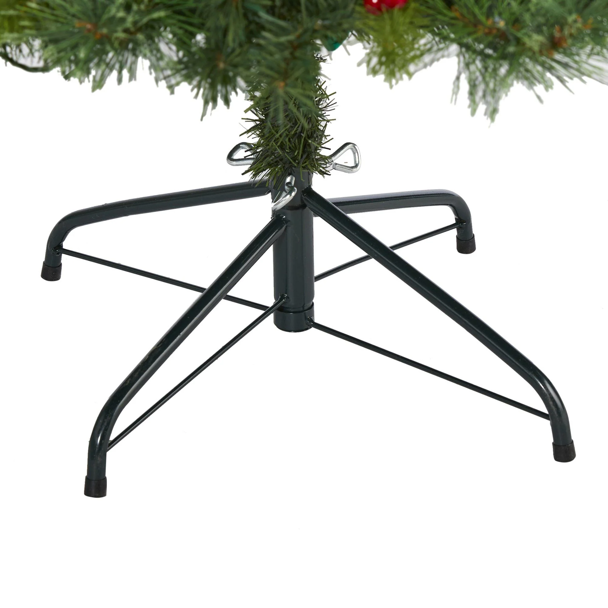 6’ Aberdeen Spruce Artificial Christmas Tree with 350 Clear LED Lights, Pine Cones and Red Berries - Image 4