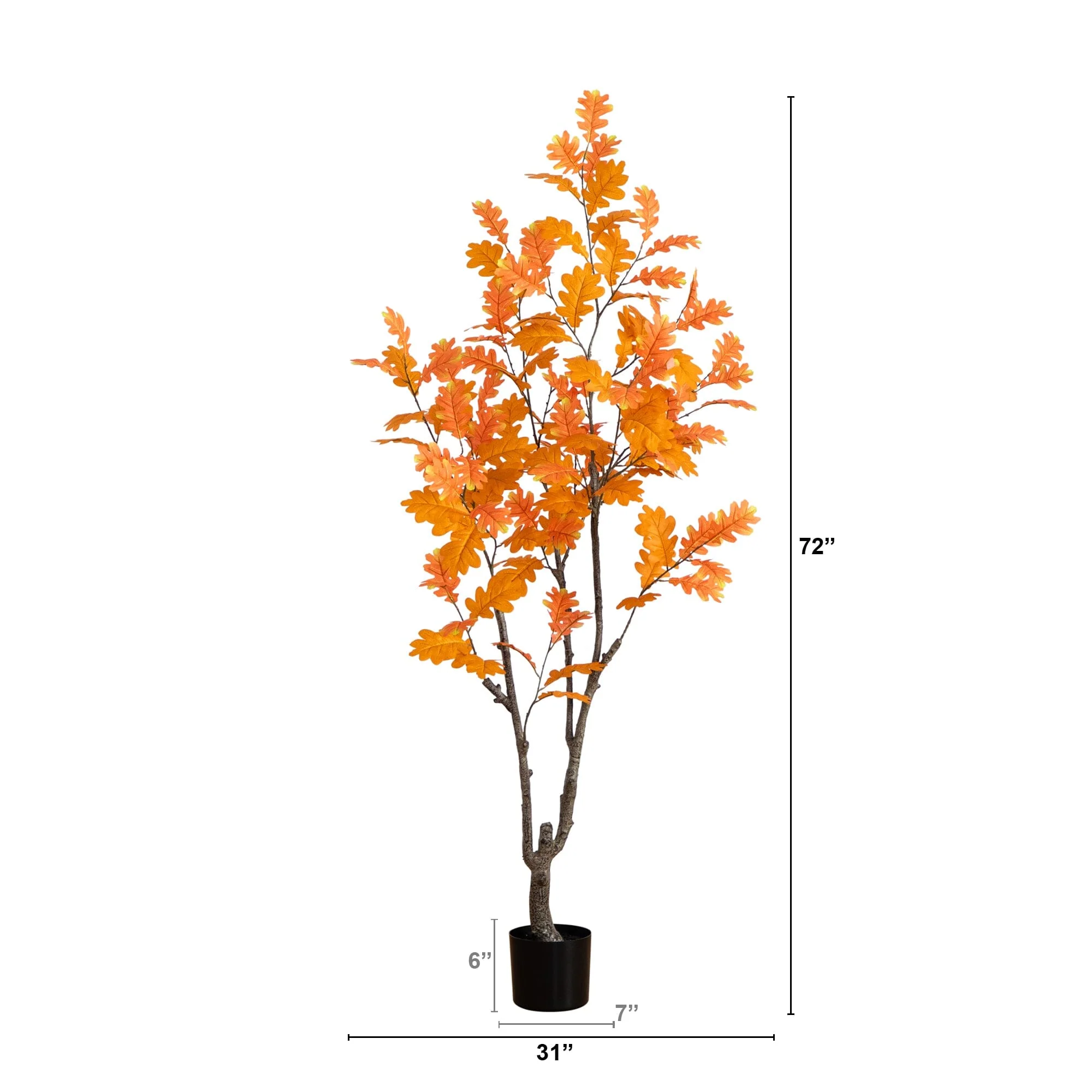 6' Artificial Autumn Oak Tree - Image 6