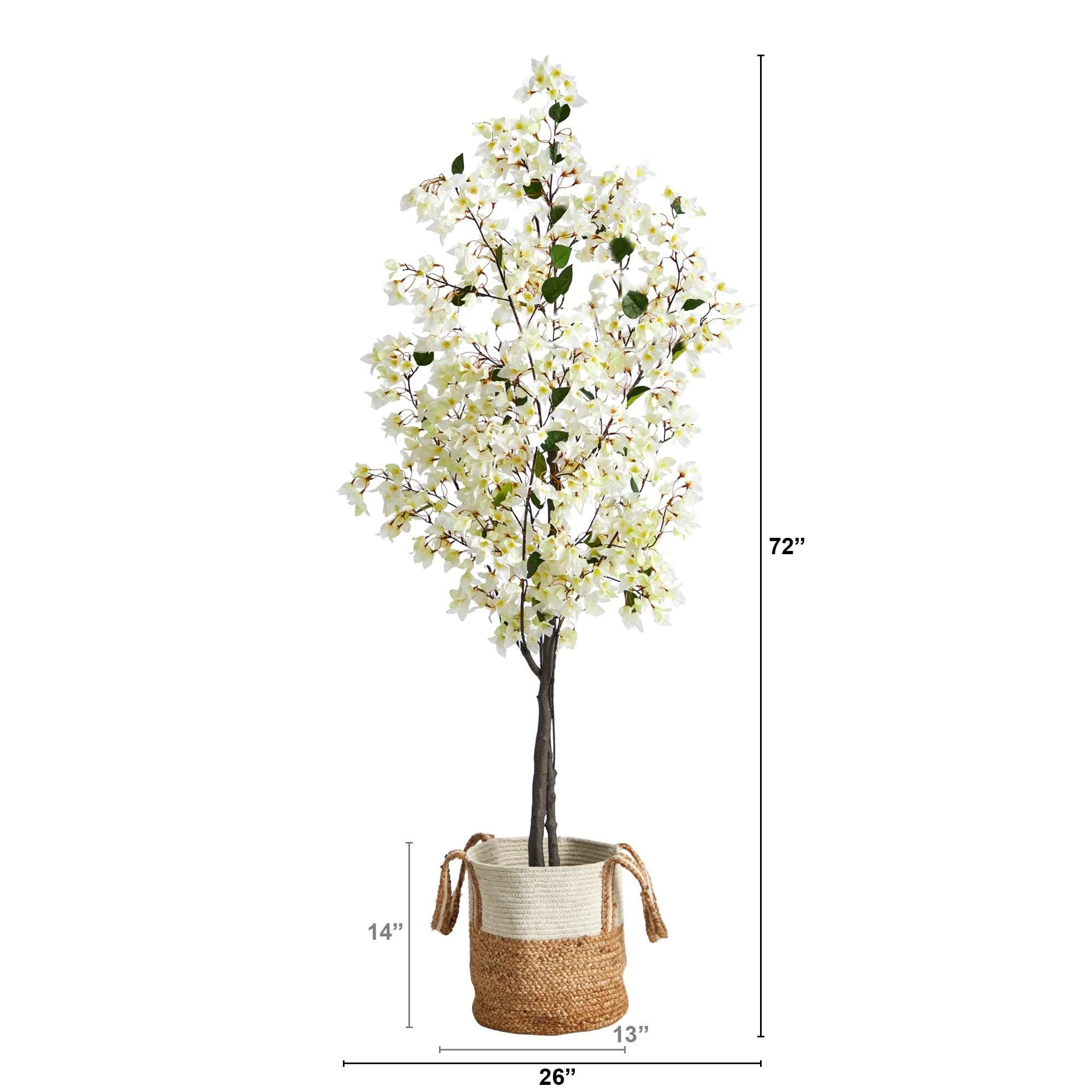 6’ Artificial Bougainvillea Tree with Handmade Jute & Cotton Basket - Image 11