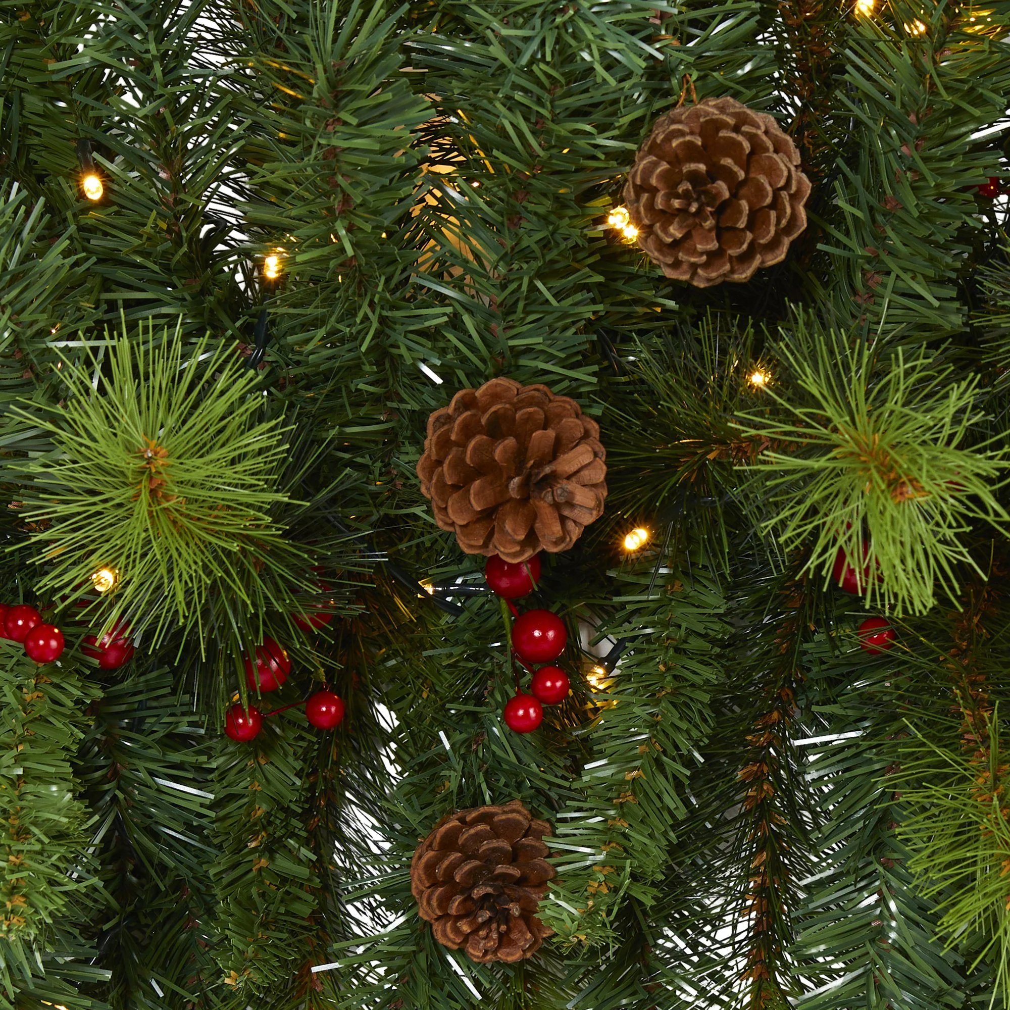 6' Artificial Christmas Swag with 50 LED Lights, Berries and Pine Cones - Image 3