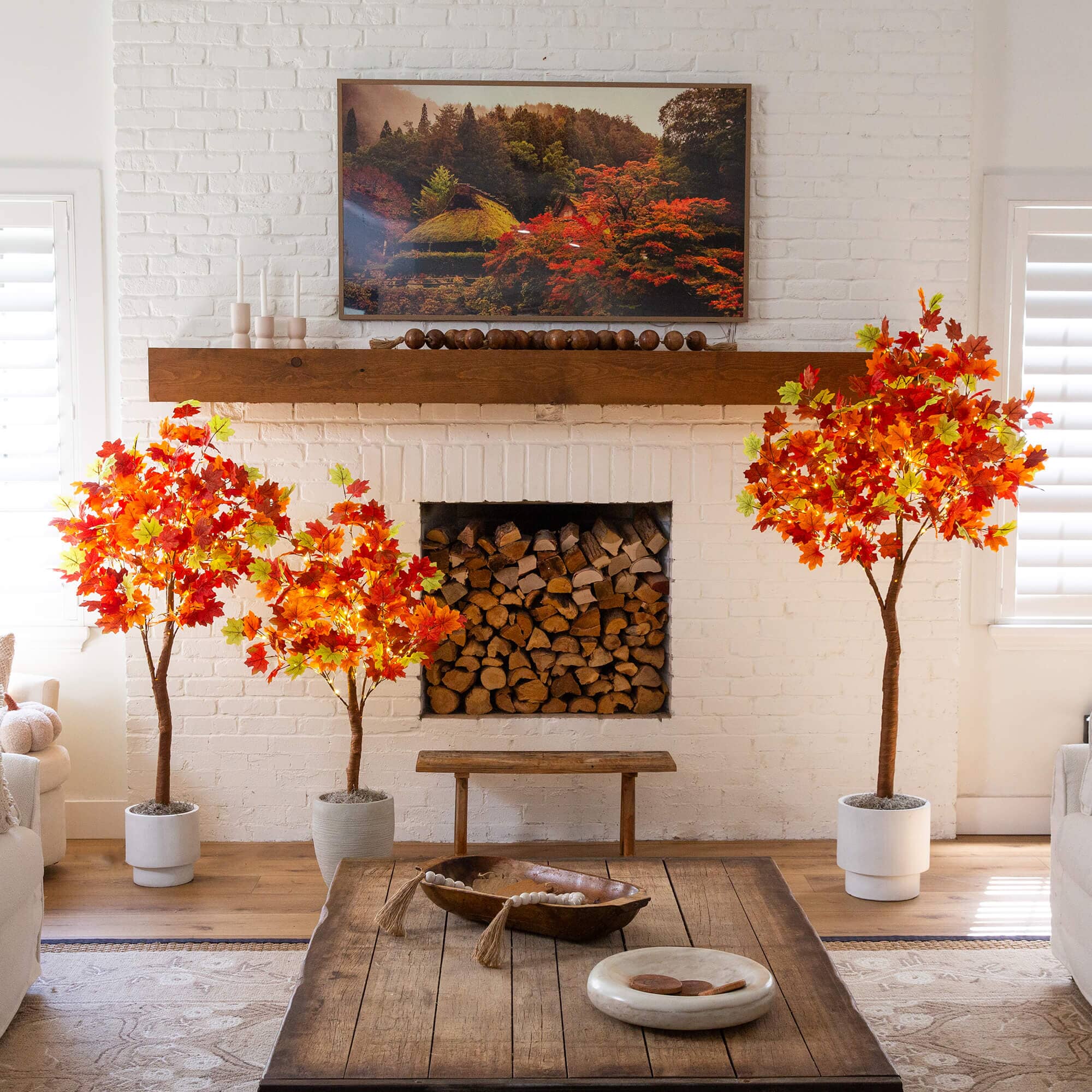 6' Pre-Lit Shades of Autumn Maple Artificial Fall Tree with 360 Warm White LED Lights - Image 6