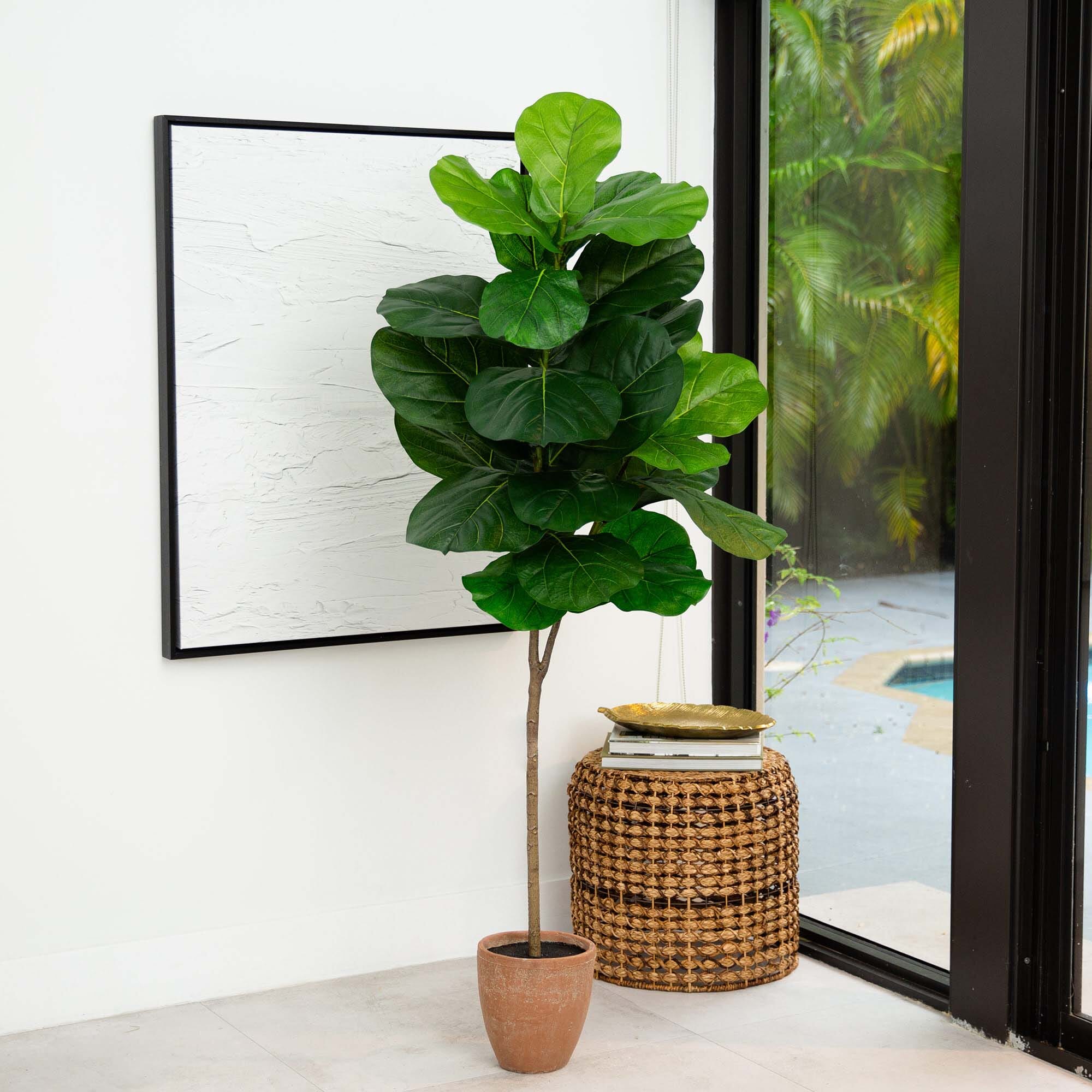6’ Artificial Giant Leaf Fiddle Leaf Fig Tree in Decorative Planter with Real Touch Leaves - Image 3