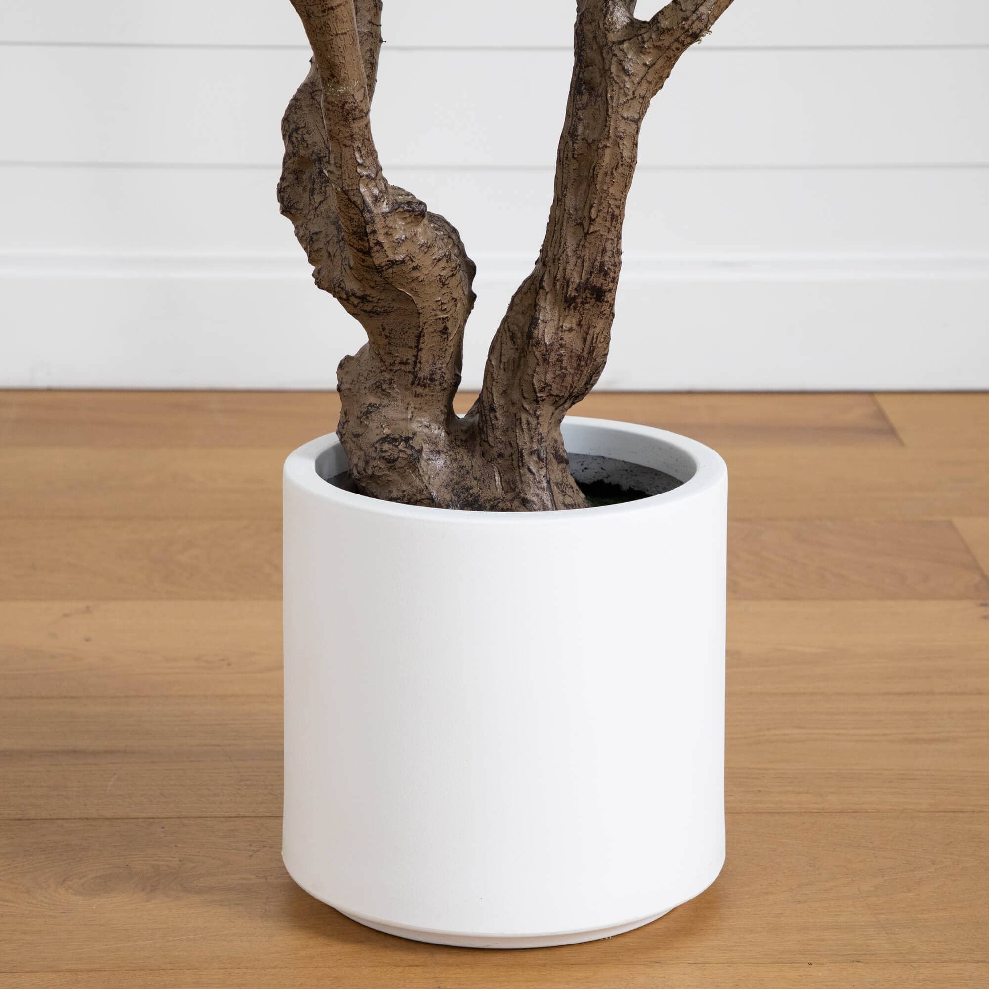 6’ Artificial Grand Fiddle Leaf Tree in White Decorative Planter - Image 5