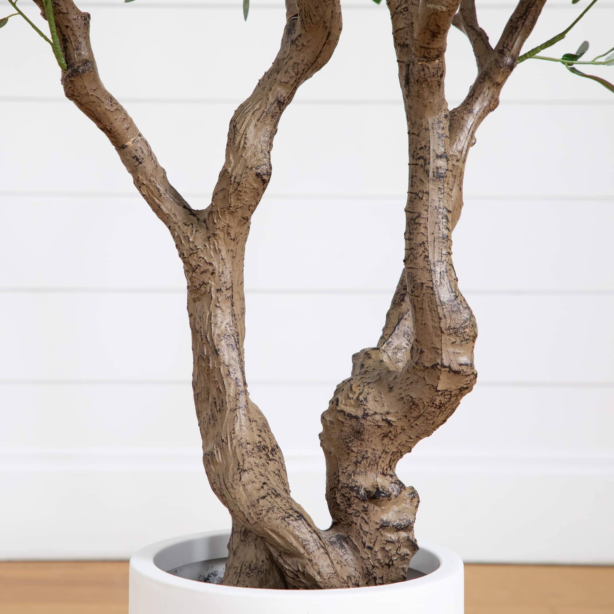 6’ Artificial Grand Olive Tree in White Decorative Planter - Image 4