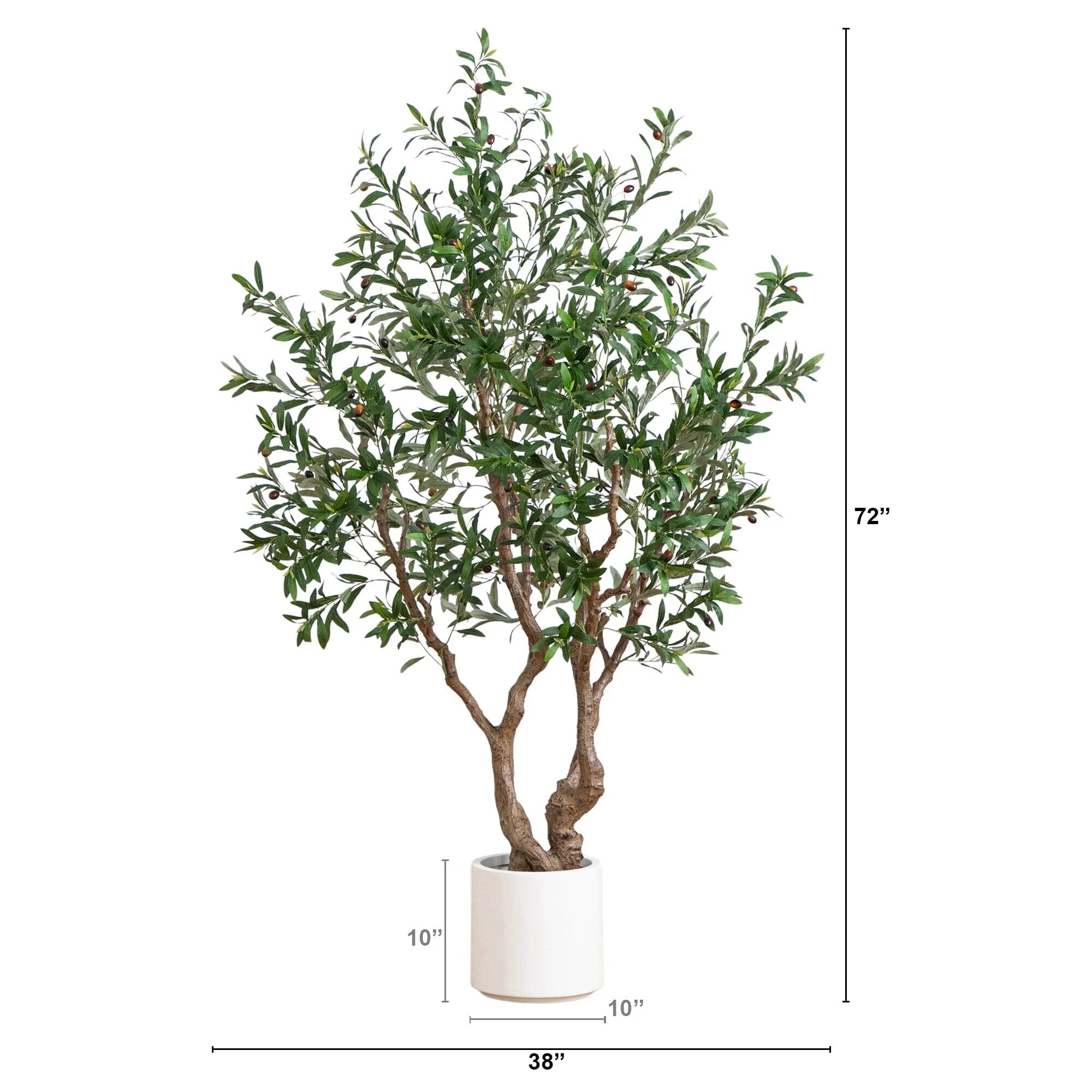 6’ Artificial Grand Olive Tree in White Decorative Planter - Image 9