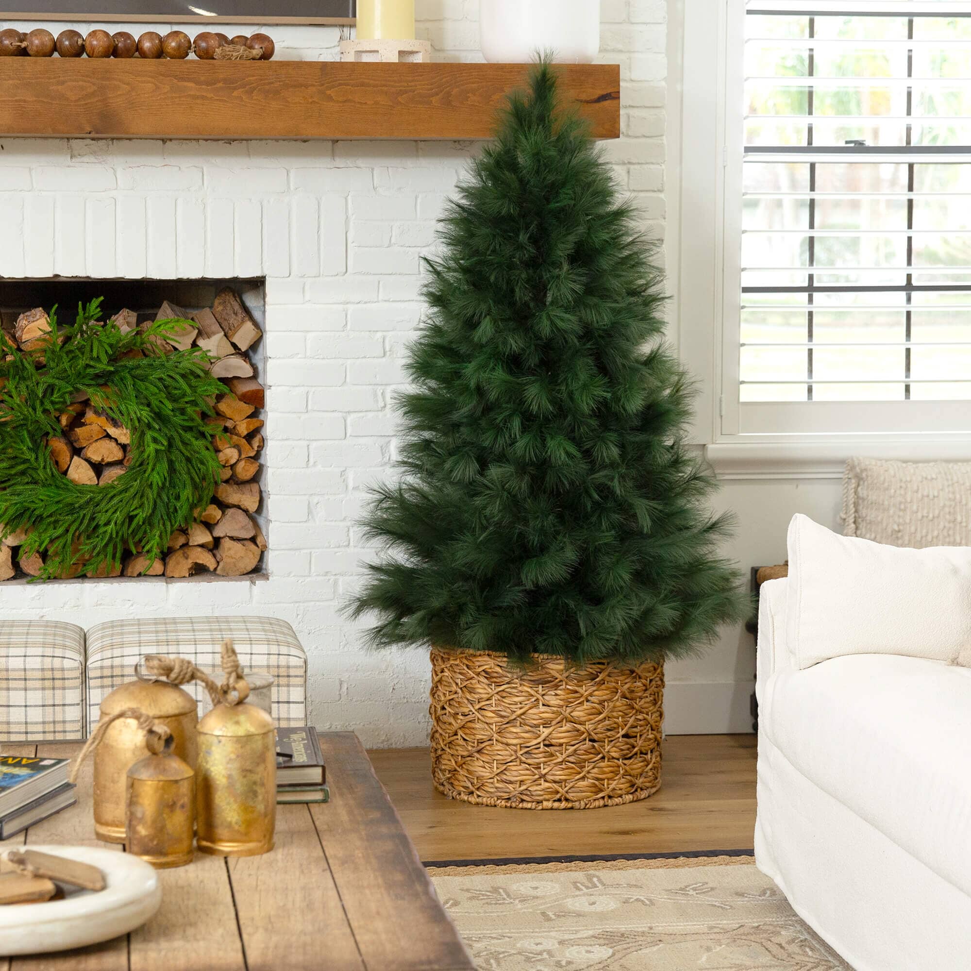 6' Artificial Green Pampas Grass Christmas Tree - Image 3