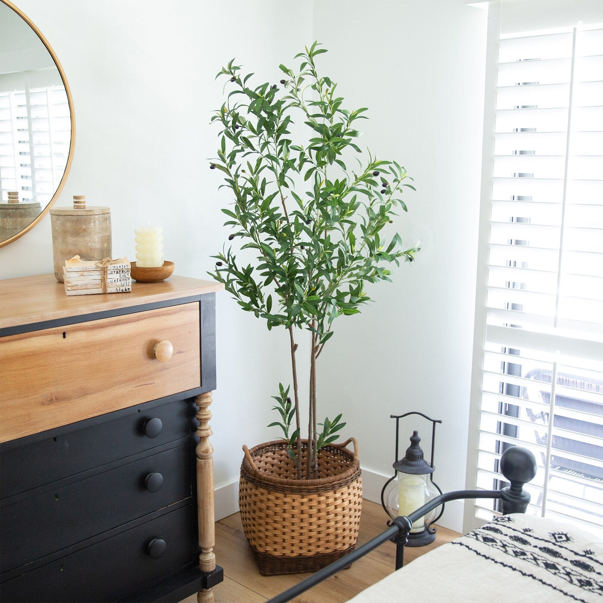 6’ Artificial Minimalist Olive Tree in White Decorative Planter - Image 3