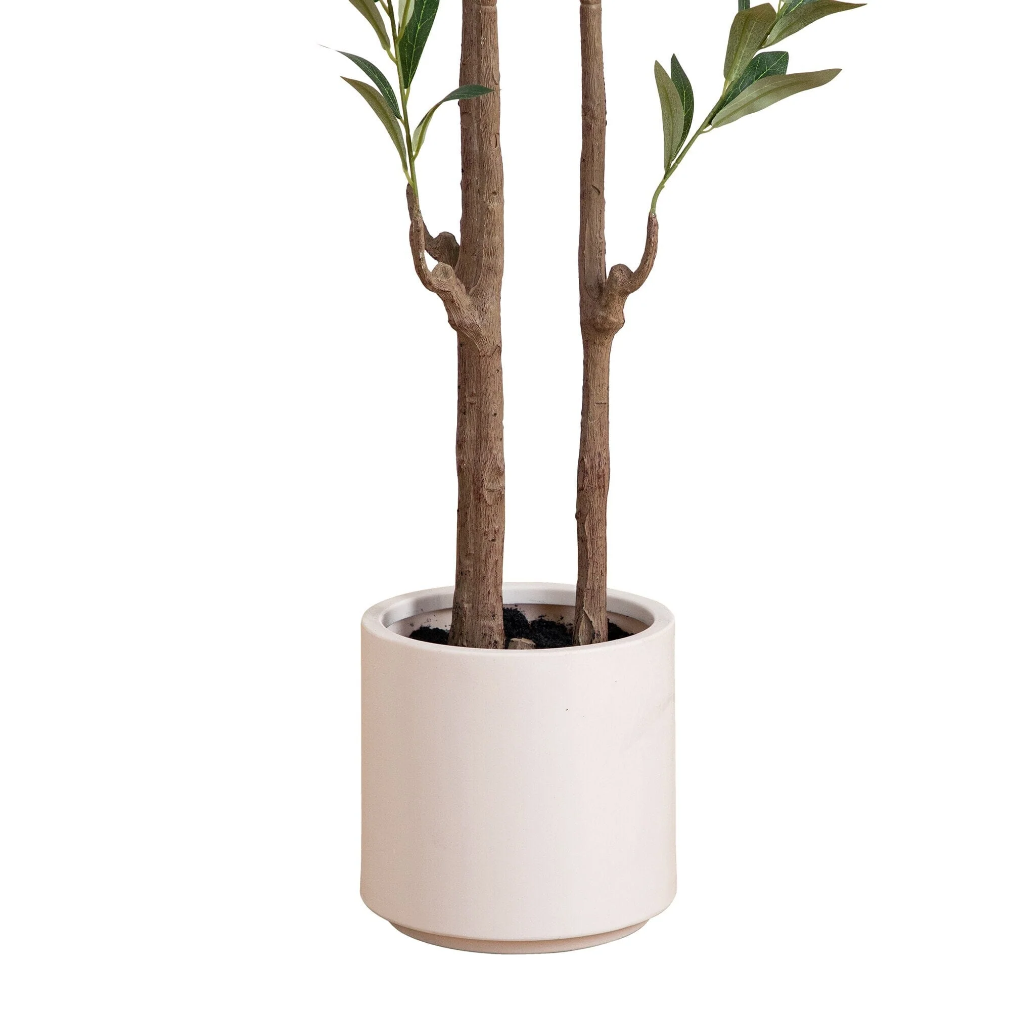 6’ Artificial Minimalist Olive Tree in White Decorative Planter - Image 6