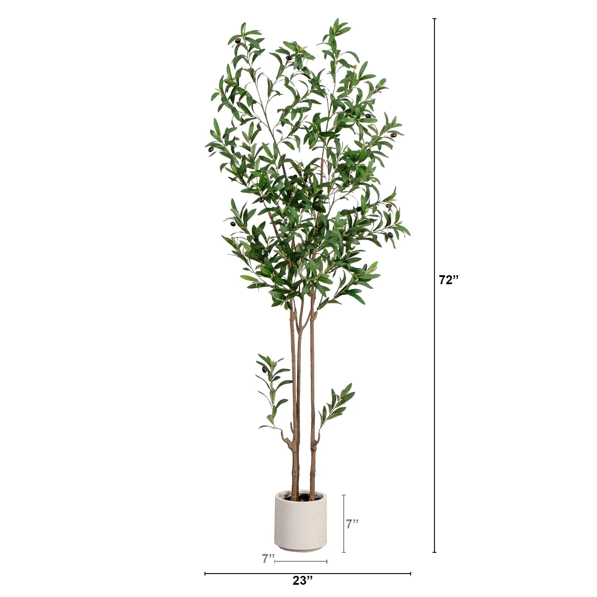 6’ Artificial Minimalist Olive Tree in White Decorative Planter - Image 7