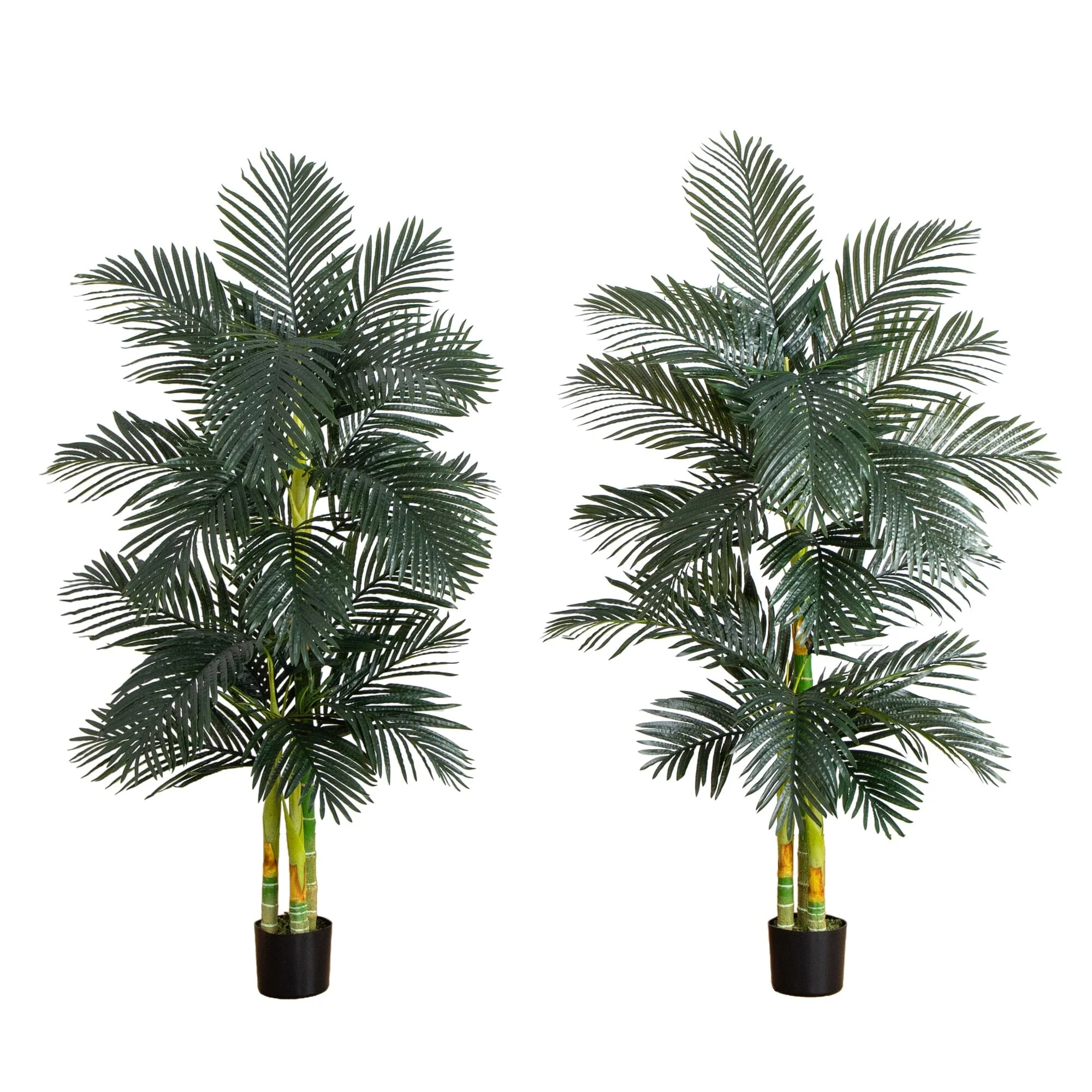 6’ Artificial Triple Stalk Golden Cane Palm Tree- Set of 2 - Image 7