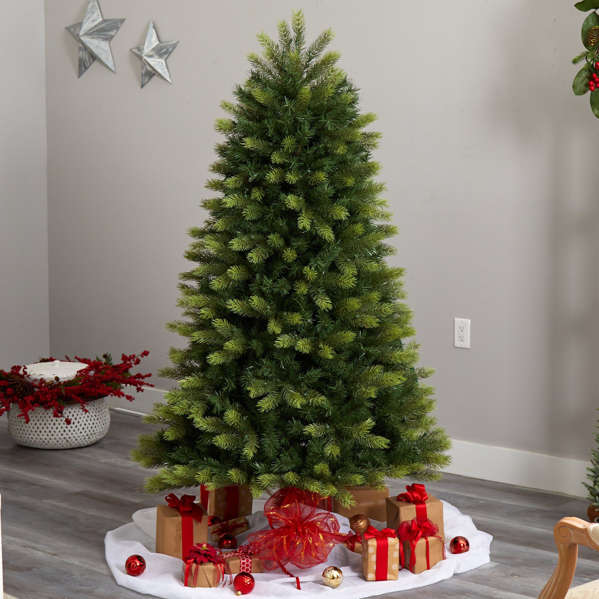 6' Aspen Mountain Fir Christmas Tree with 350 Clear LED Lights and 1110 Bendable Branches - Image 8