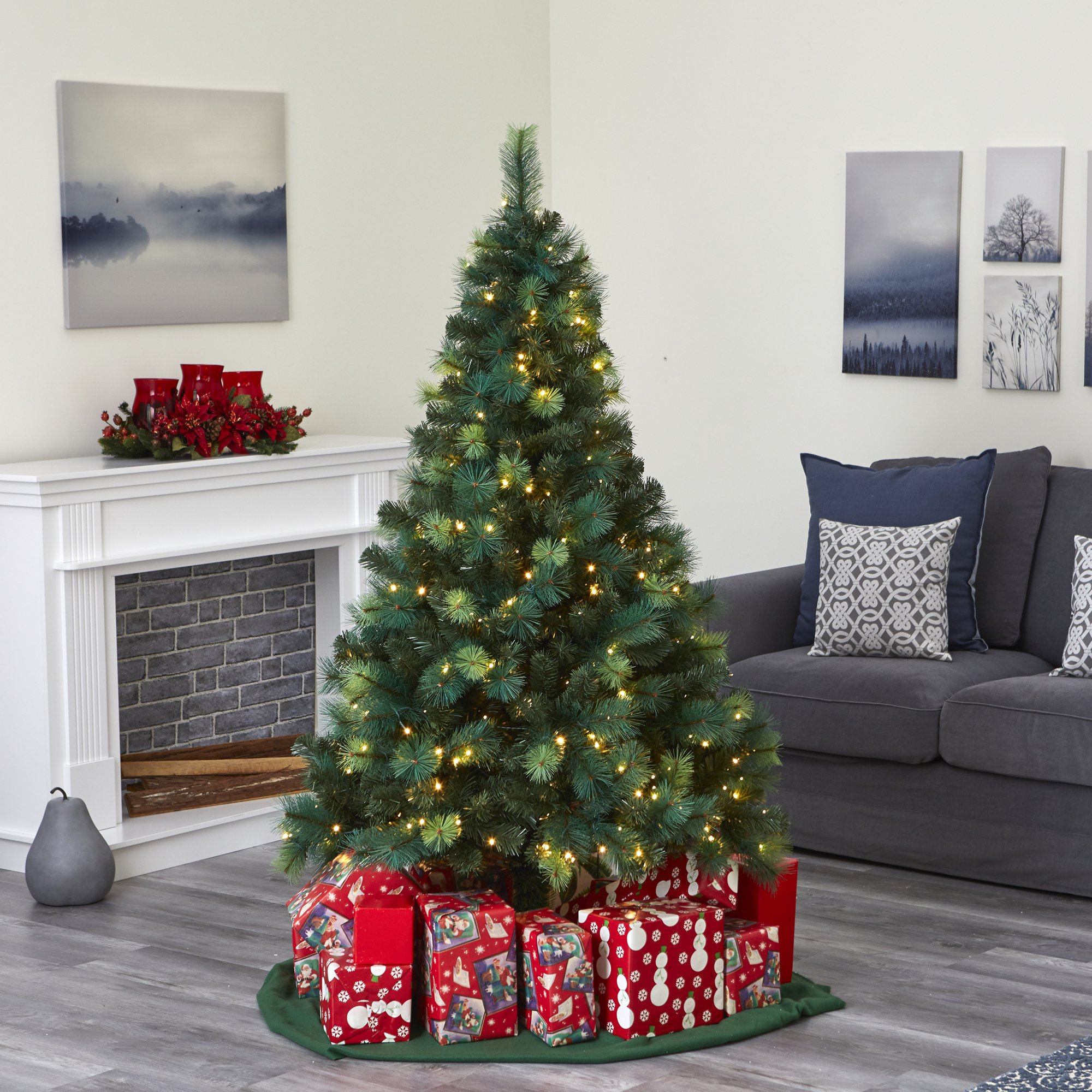 6' Assorted Green Scotch Pine Artificial Christmas Tree with 250 LED Lights - Image 7