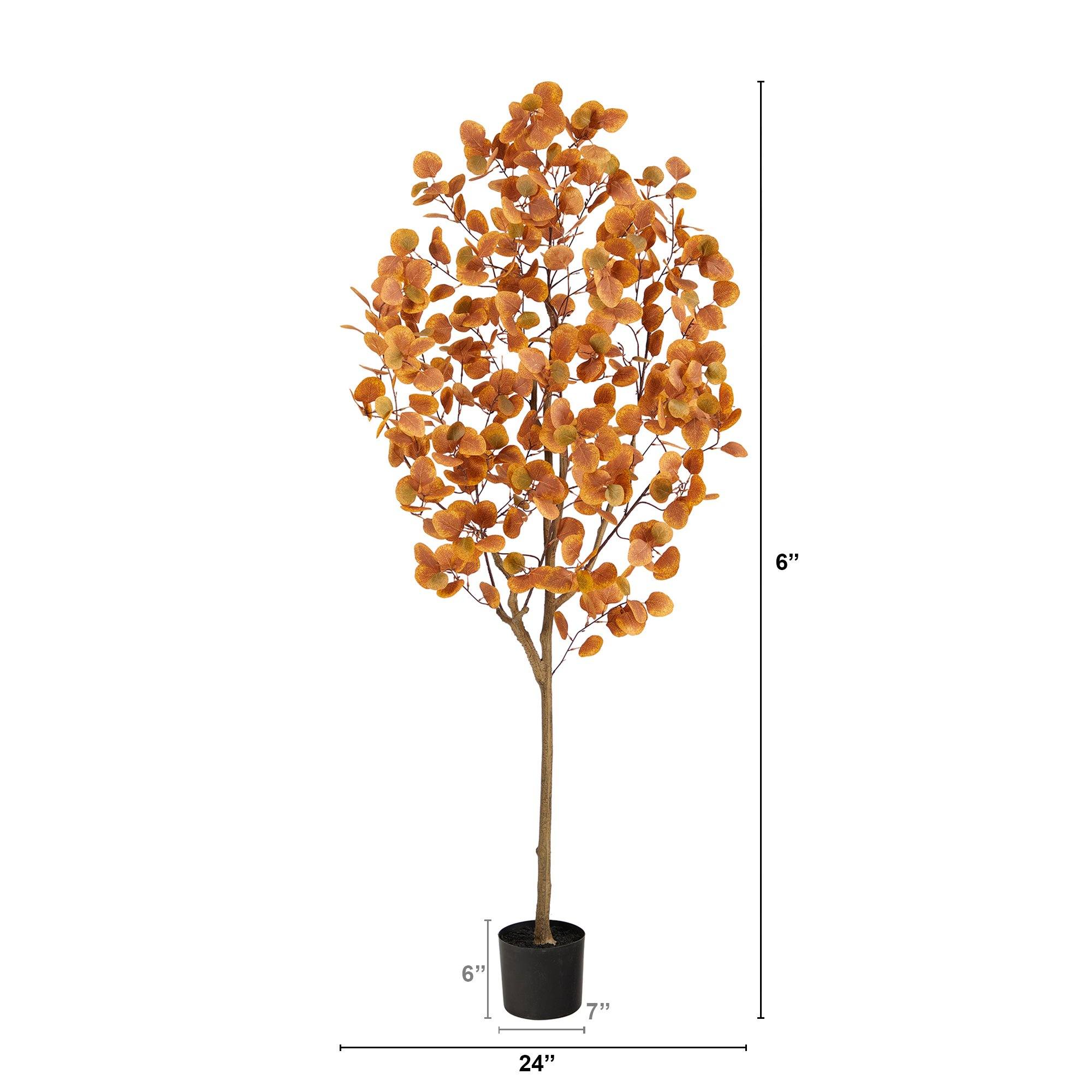 6’ Autumn Eucalyptus Artificial Tree - Image 4