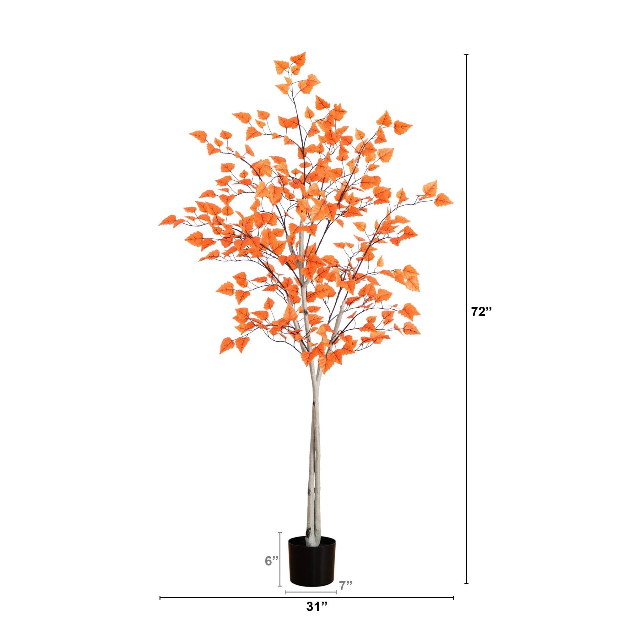 6’ Autumn Paper Birch Artificial Fall Tree - Image 6