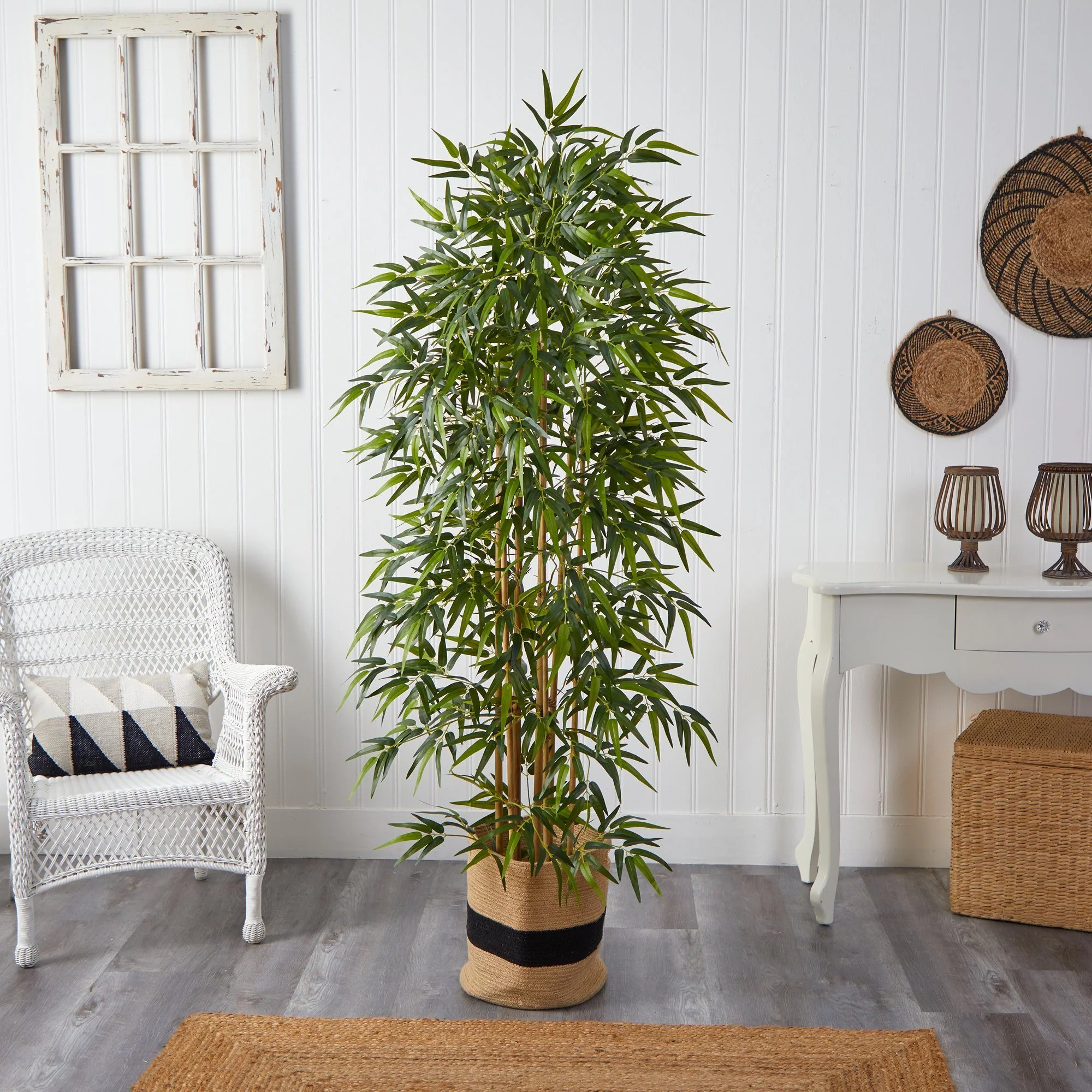 6' Bamboo Artificial Tree with 1024 Bendable Branches in Handmade Natural Cotton Planter - Image 3