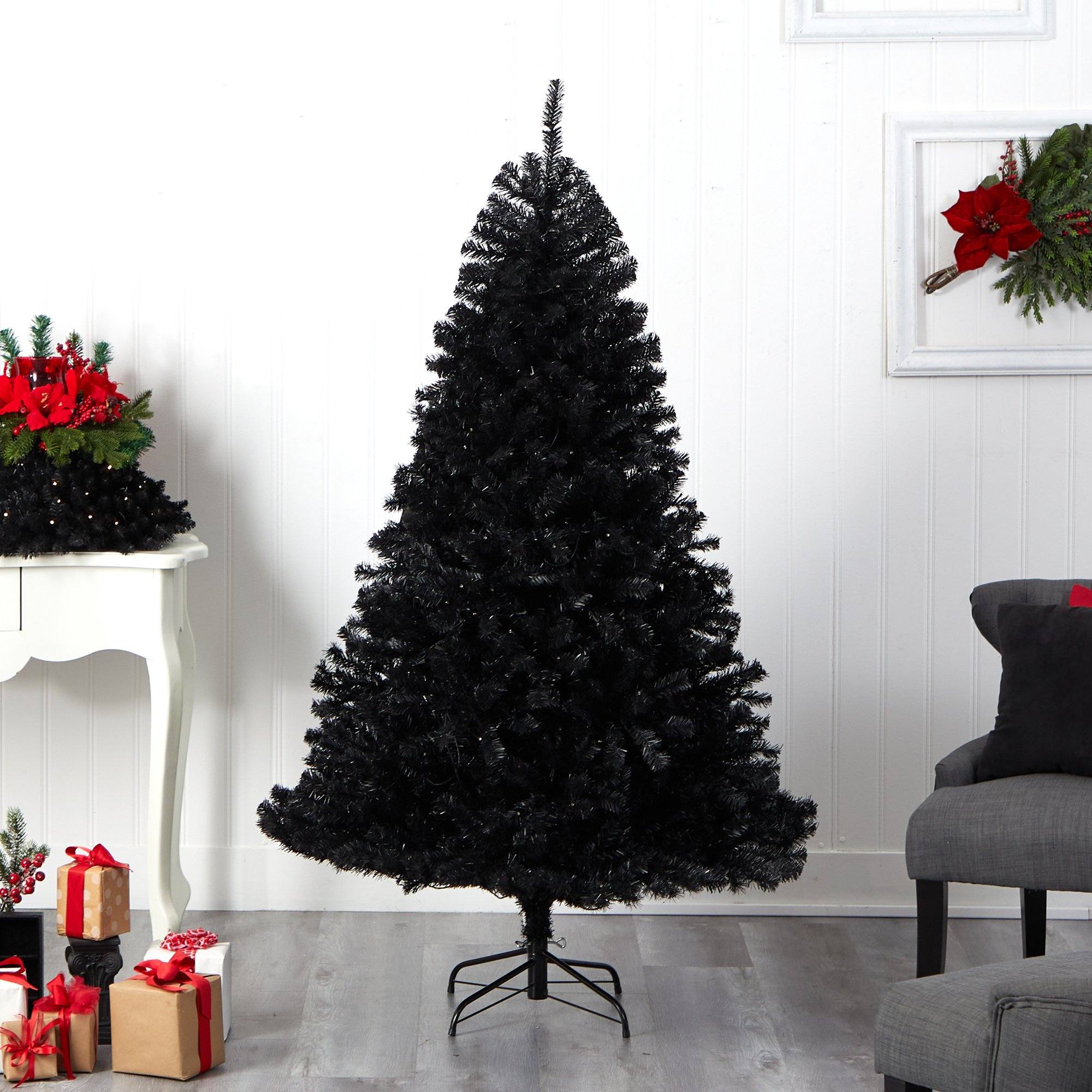 6’ Black Artificial Christmas Tree with 400 Clear LED Lights and 1036 Tips - Image 9