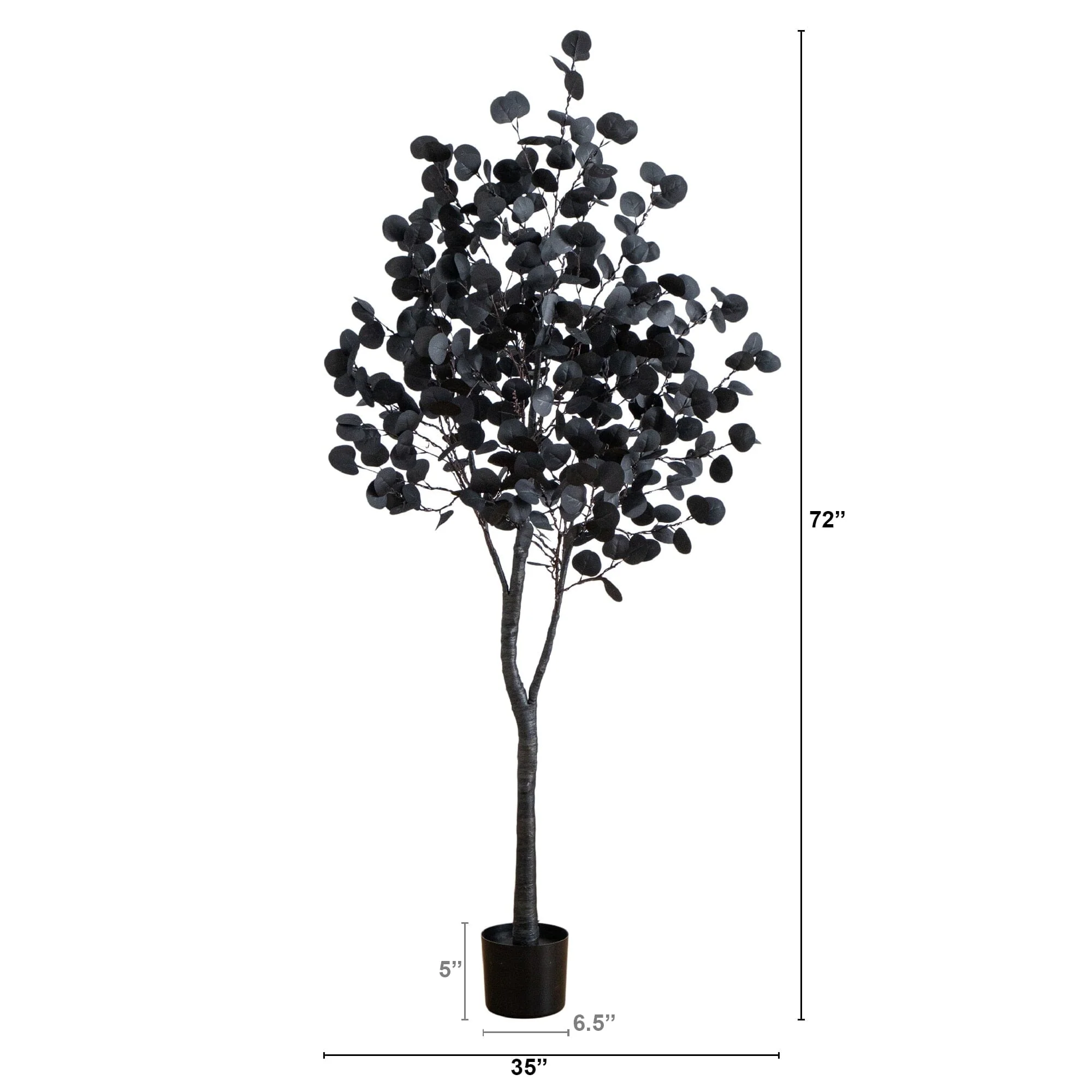 6' Pre-Lit Artificial Halloween Black Eucalyptus Tree with 300 Orange & Purple LED Lights - Image 10