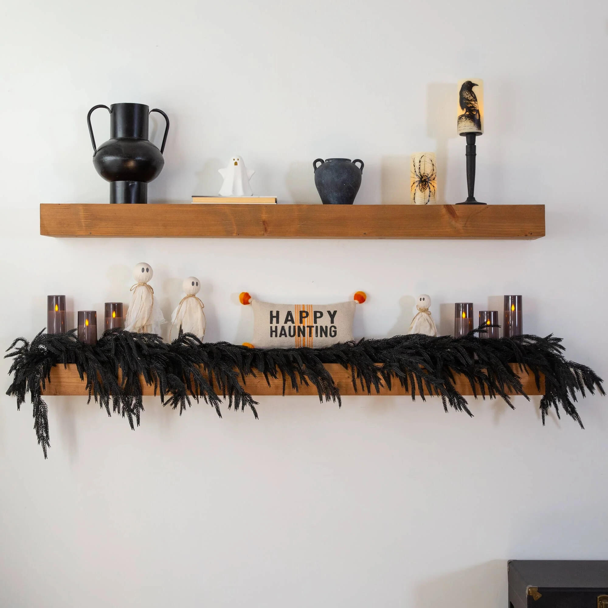 6' Artificial Real Touch Halloween Black Norfolk Island Pine Garland with Natural Look - Image 4