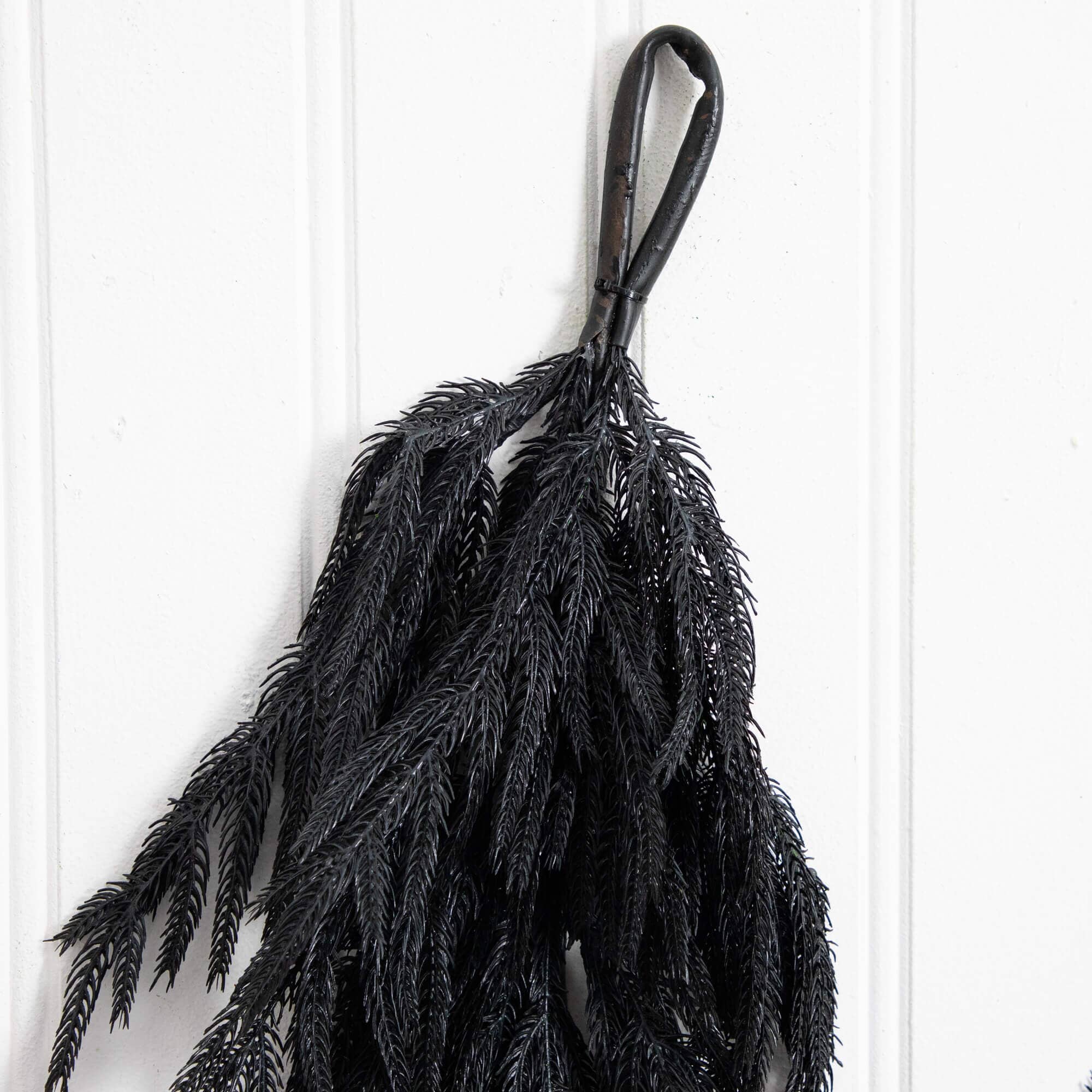 6' Artificial Real Touch Halloween Black Norfolk Island Pine Garland with Natural Look - Image 5