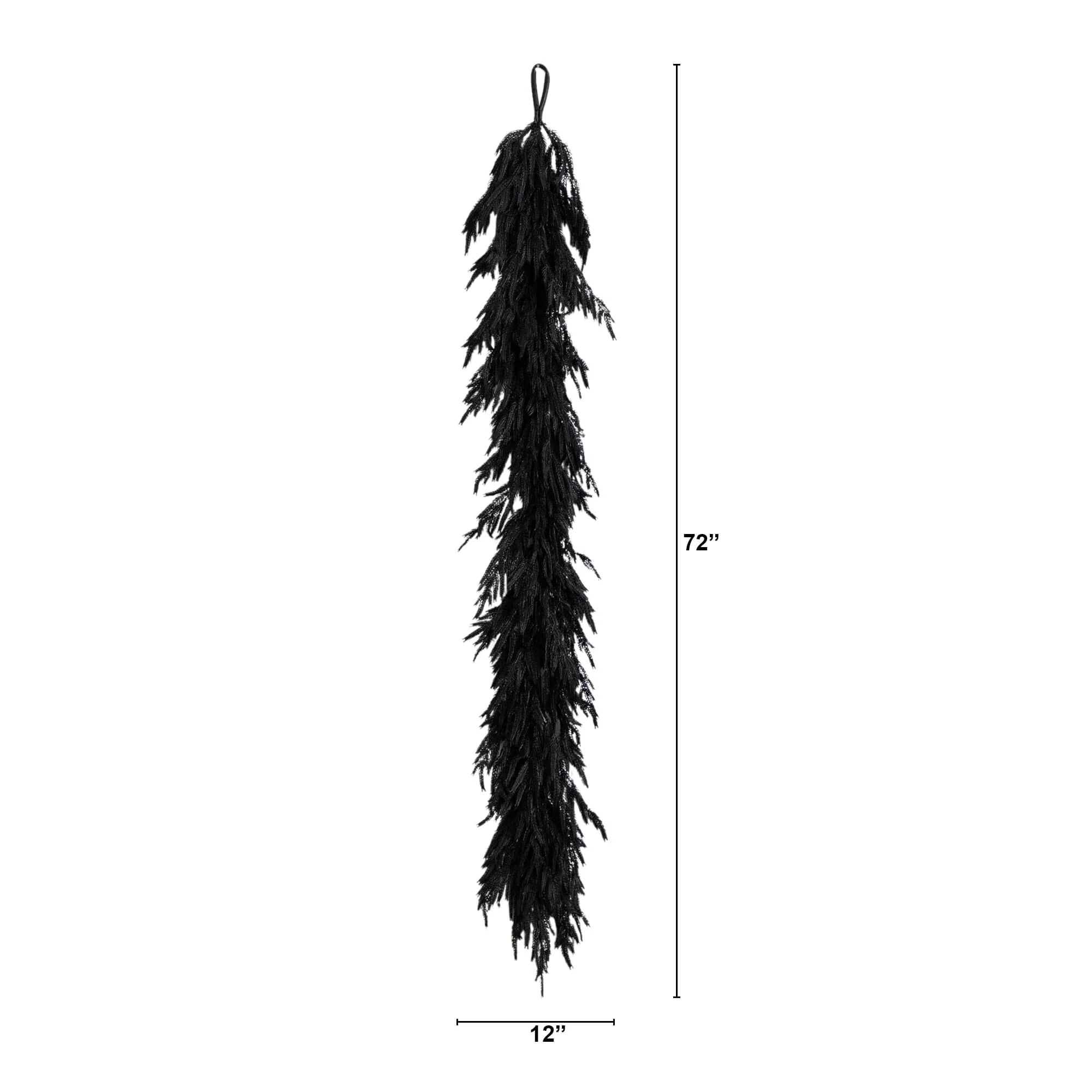 6' Artificial Real Touch Halloween Black Norfolk Island Pine Garland with Natural Look - Image 6