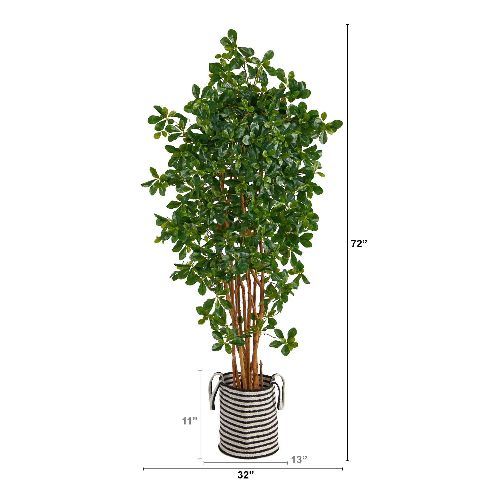 6’ Black Olive Artificial Tree in Handmade Black and White Natural Jute and Cotton Planter - Image 2