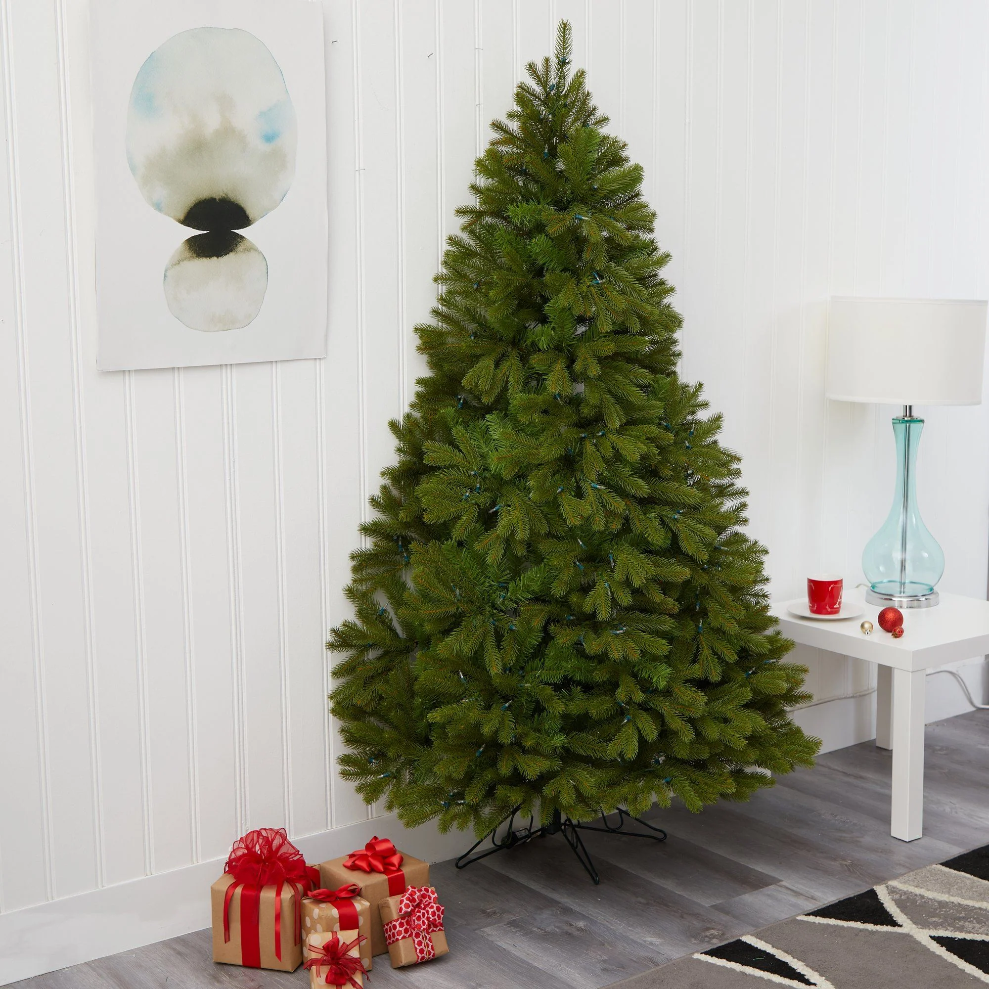 6' Cambridge Spruce Flat Back Artificial Christmas Tree with 350 Warm White (Multifunction) LED Lights and 642 Bendable Branches - Image 10