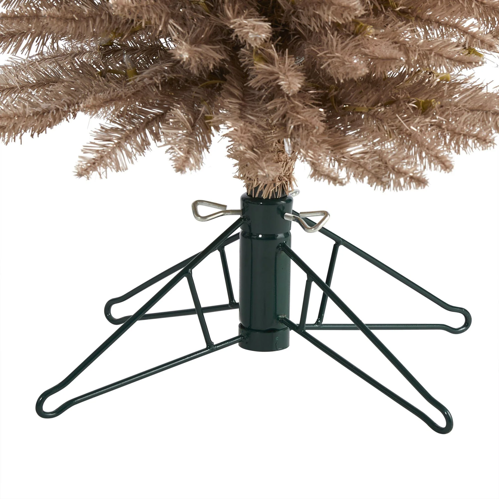 6’ Champagne Pencil Artificial Christmas Tree with 300 (multifunction) Clear LED Lights and 518 Bendable Branches - Image 5