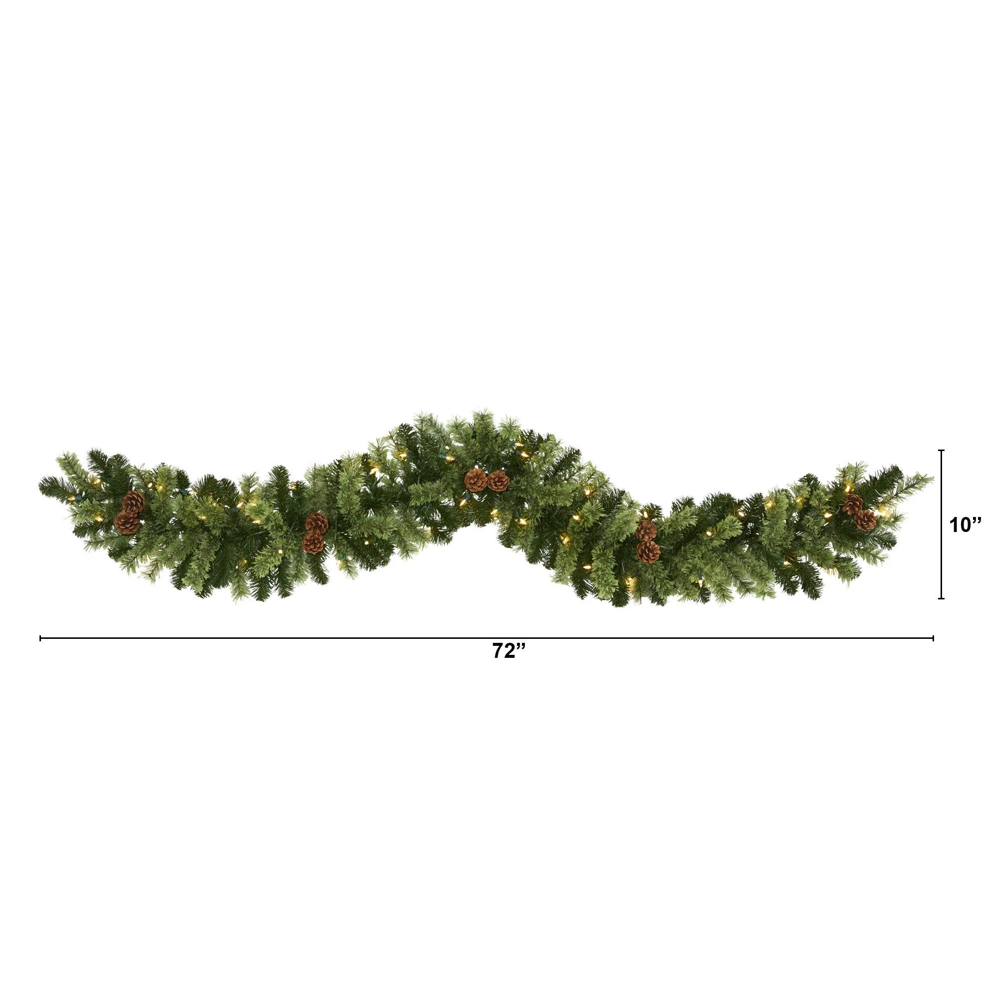 6' Christmas Artificial Garland with 50 Clear LED Lights and Pine Cones - Image 2