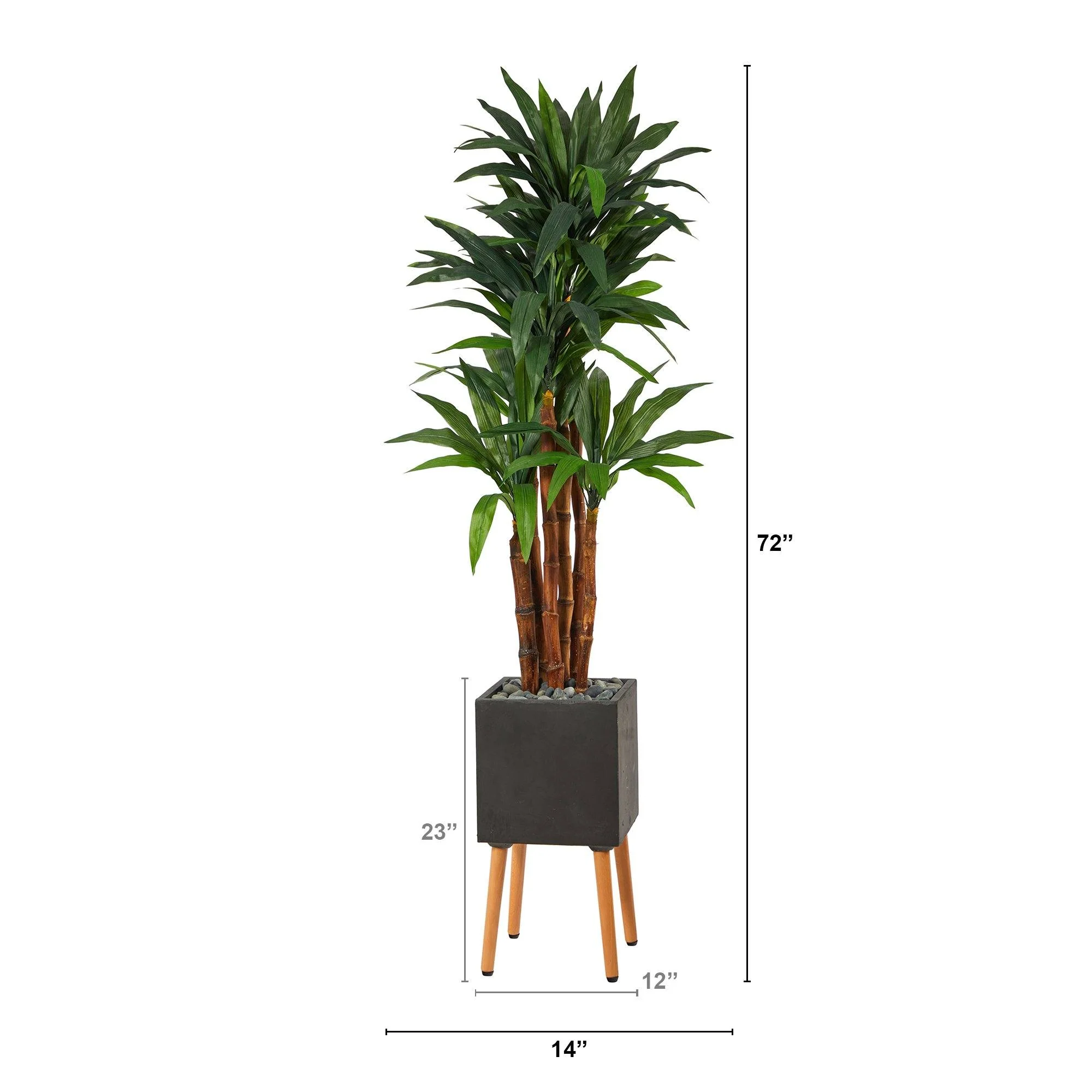 6’ Dracaena Artificial Tree in Black Planter with Stand - Image 2