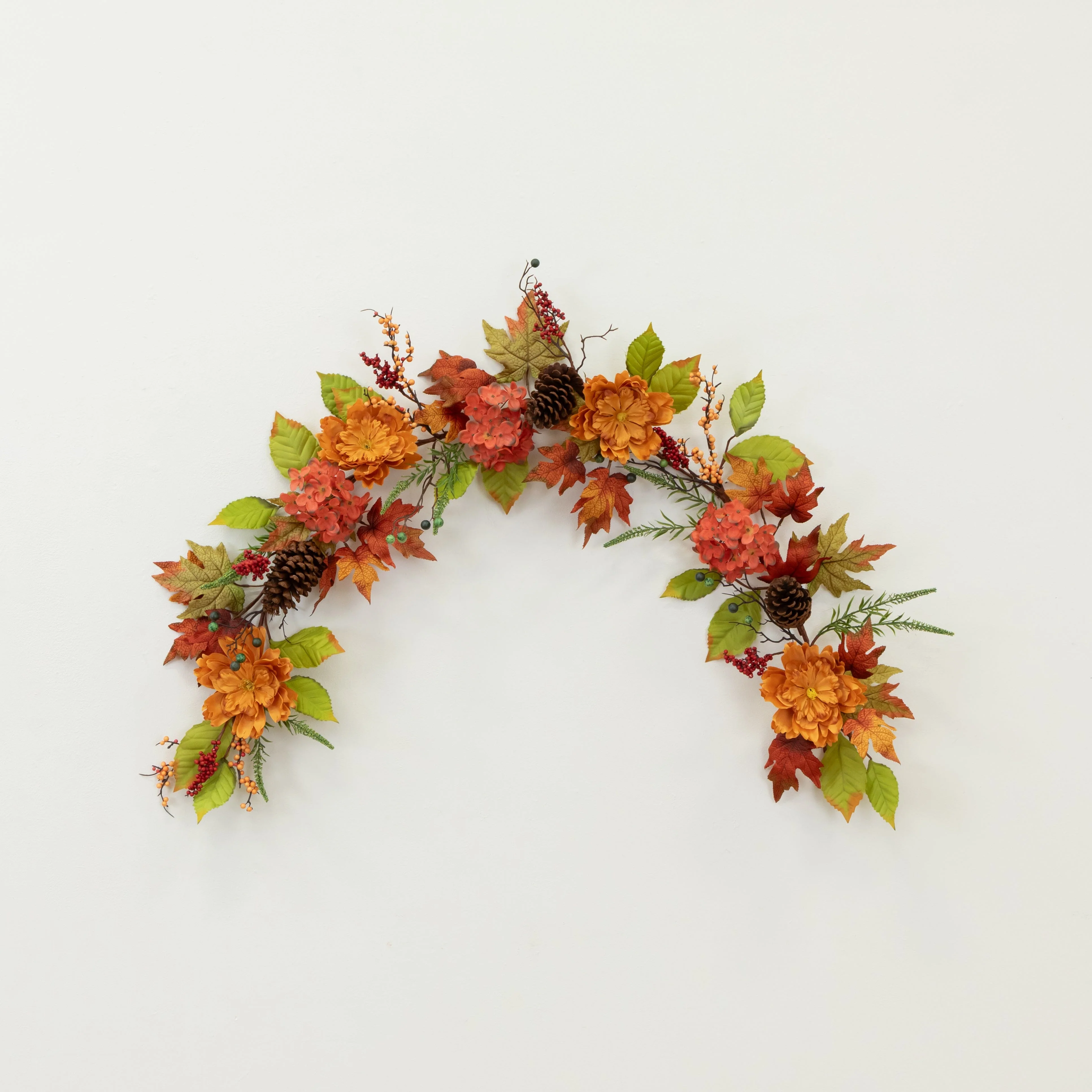 6’ Fall Ranunculus, Hydrangea and Berries Autumn Artificial Garland - Image 7