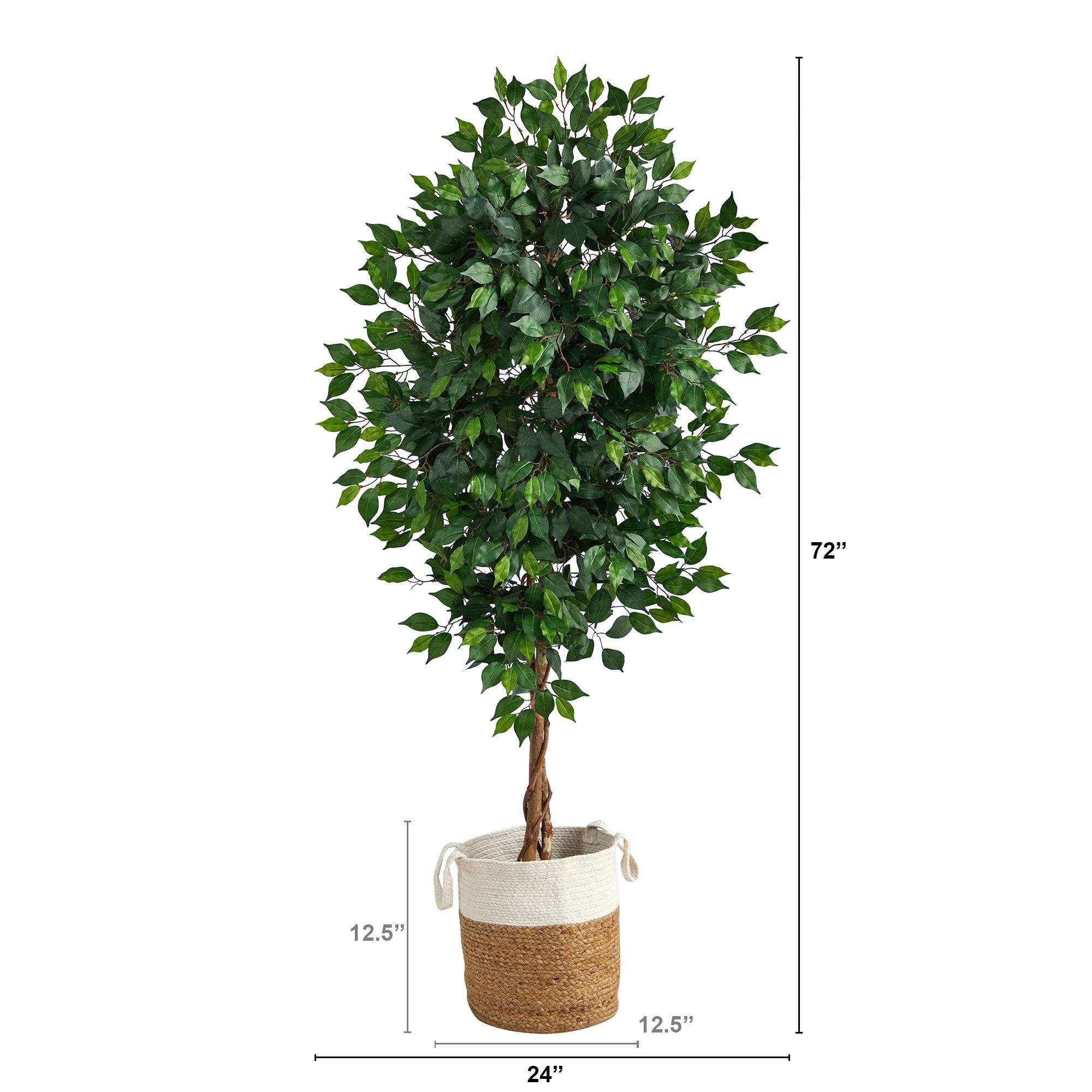6’ Ficus Artificial Tree with Natural Trunk in Handmade Natural Jute and Cotton Planter - Image 2