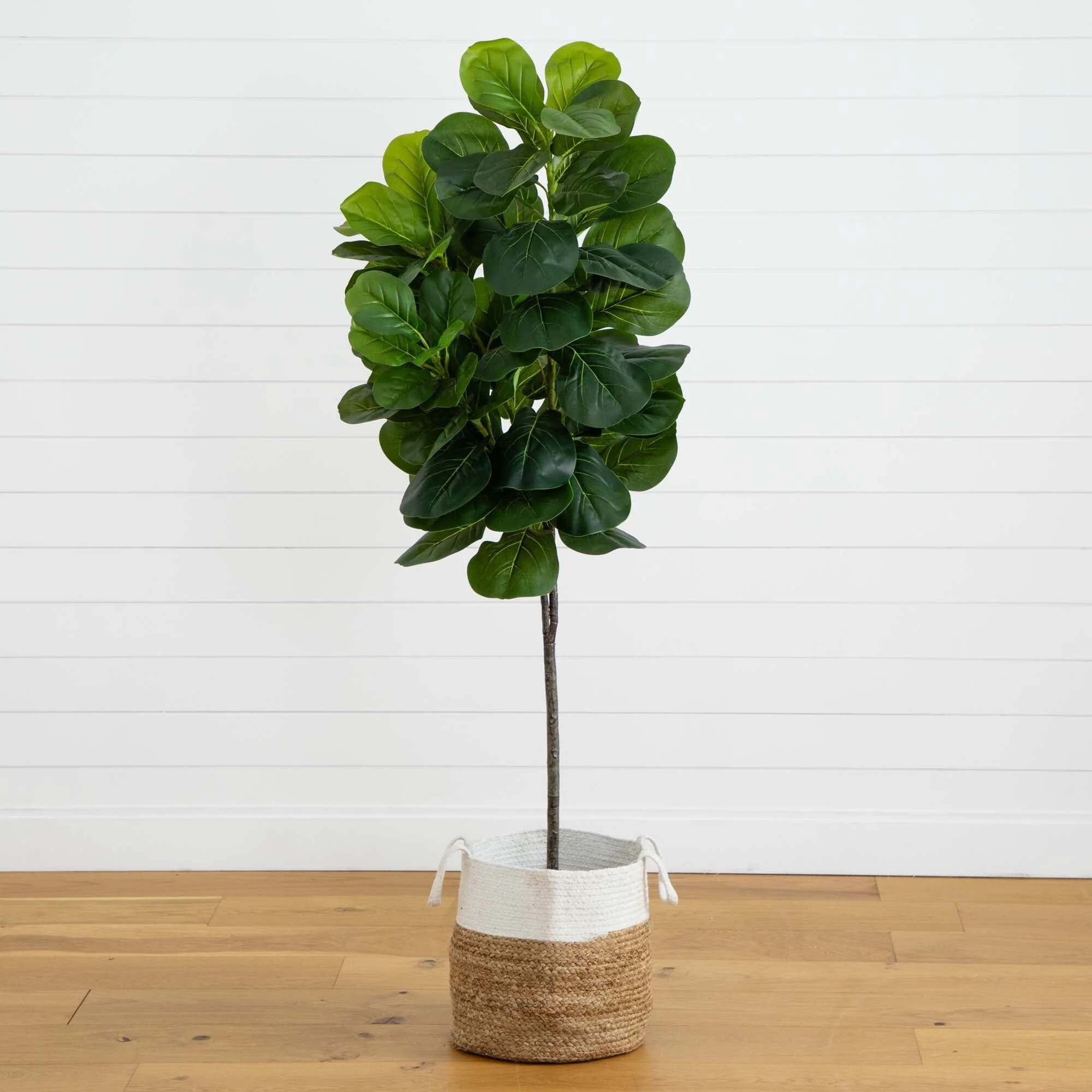 6’ Fiddle Leaf Fig Artificial Tree in Handmade Natural Jute and Cotton Planter
