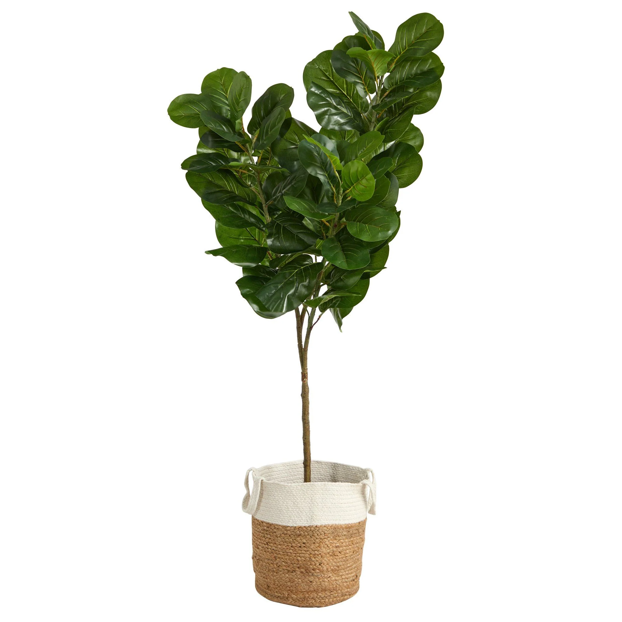 6’ Fiddle Leaf Fig Artificial Tree in Handmade Natural Jute and Cotton Planter - Image 6